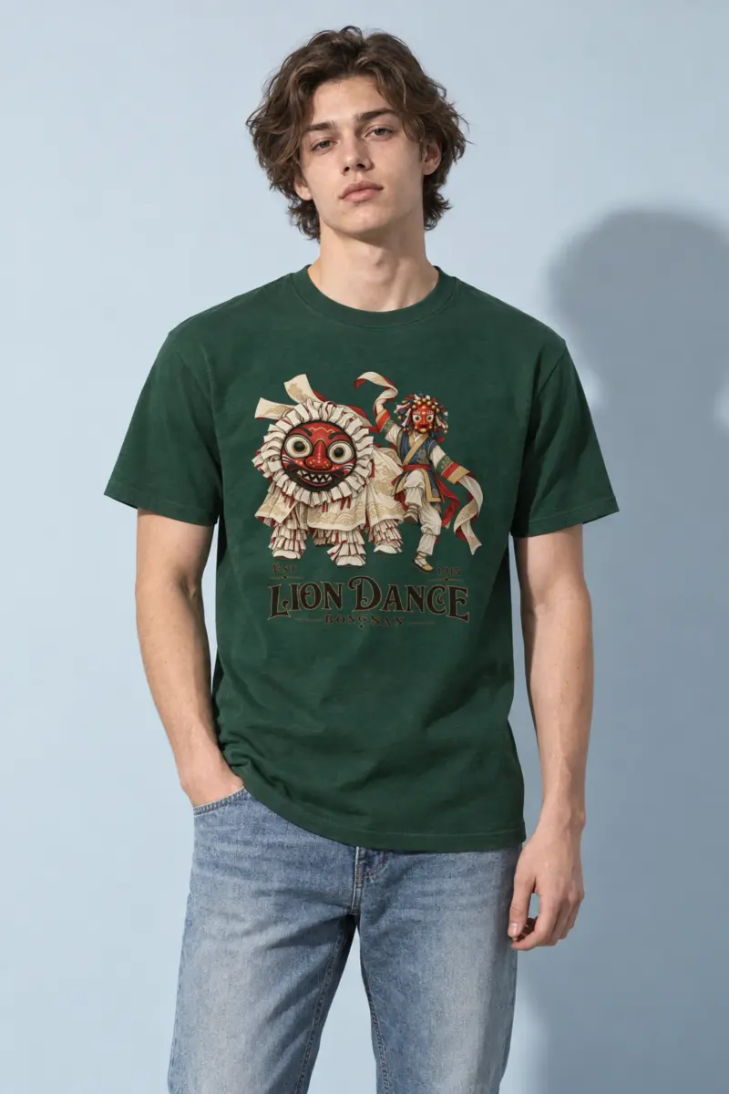"Bongsan Lion Dance" Heavyweight Unisex Crewneck T-shirt