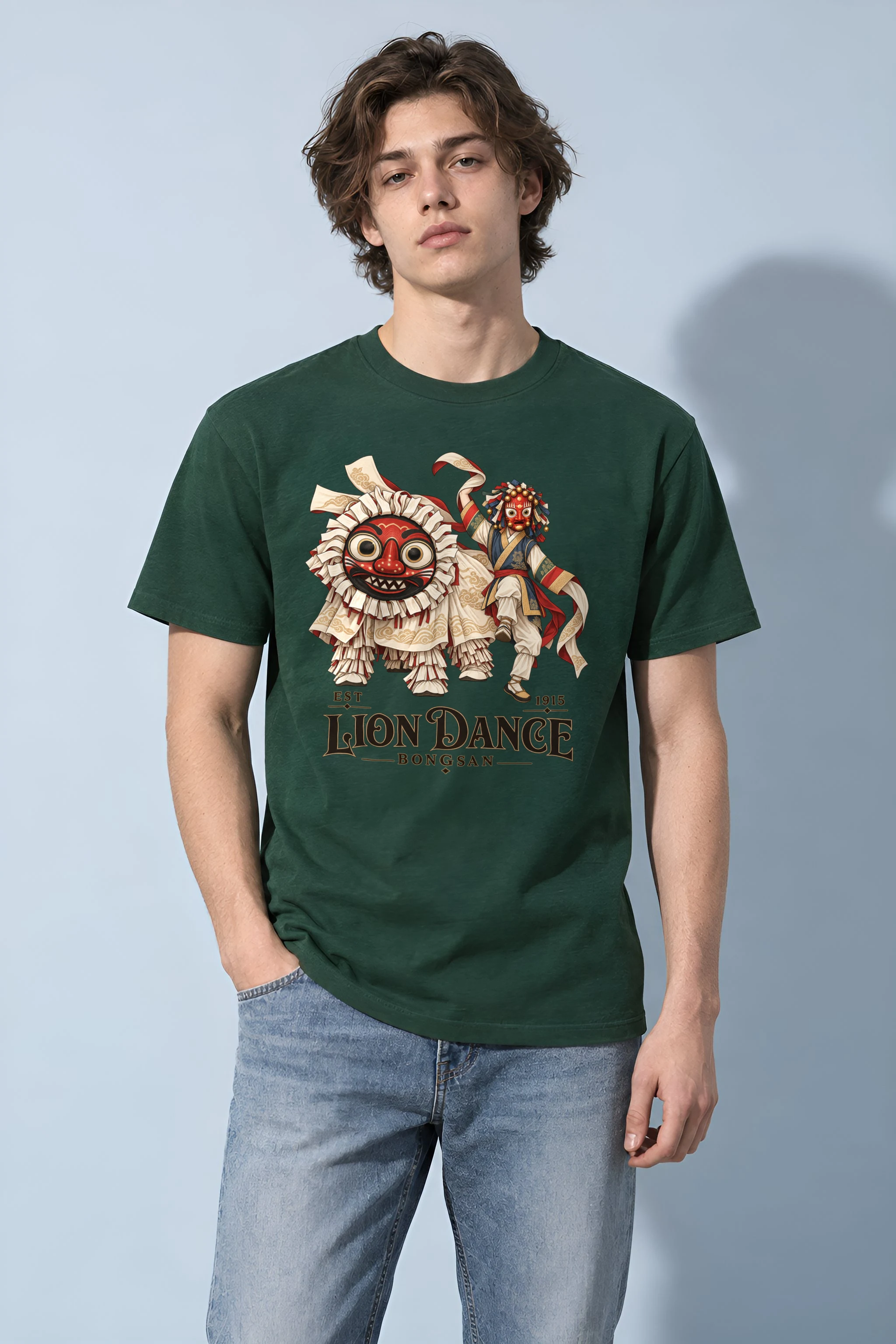 "Bongsan Lion Dance" Heavyweight Unisex Crewneck T-shirt