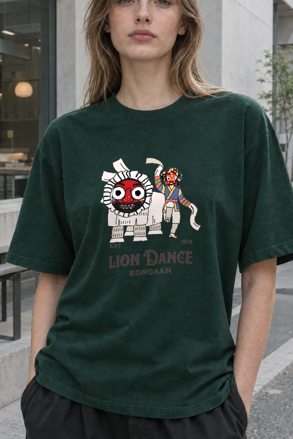 "Bongsan Lion Dance" Heavyweight Unisex Crewneck T-shirt | Gildan 5000
