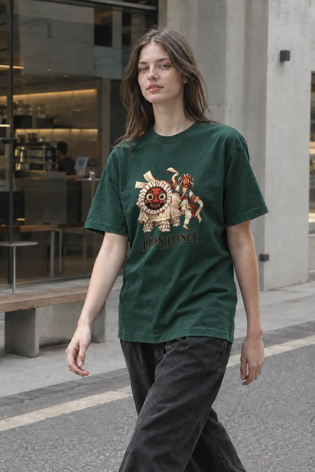 "Bongsan Lion Dance" Heavyweight Unisex Crewneck T-shirt | Gildan 5000