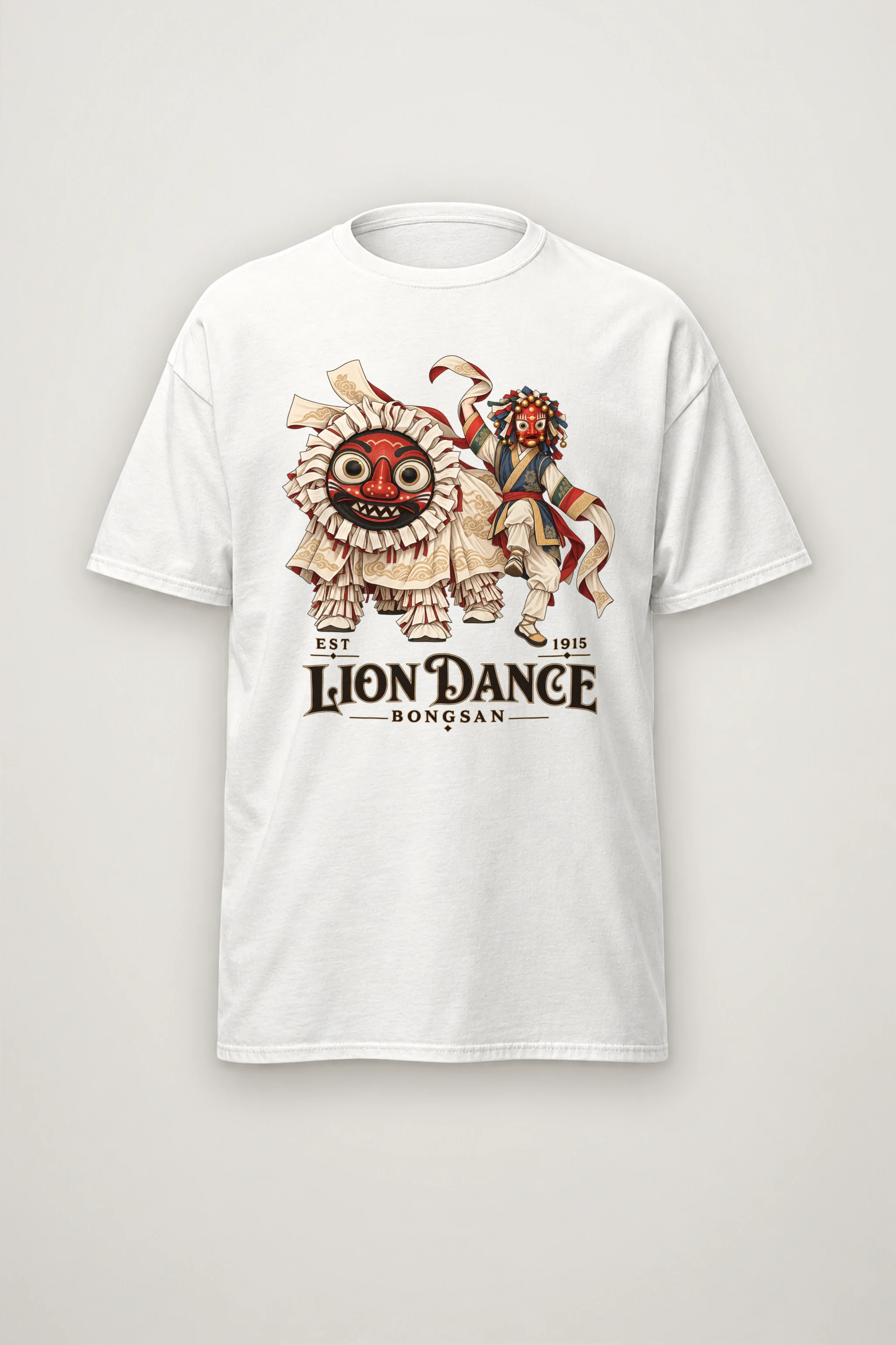 "Bongsan Lion Dance" Heavyweight Unisex Crewneck T-shirt