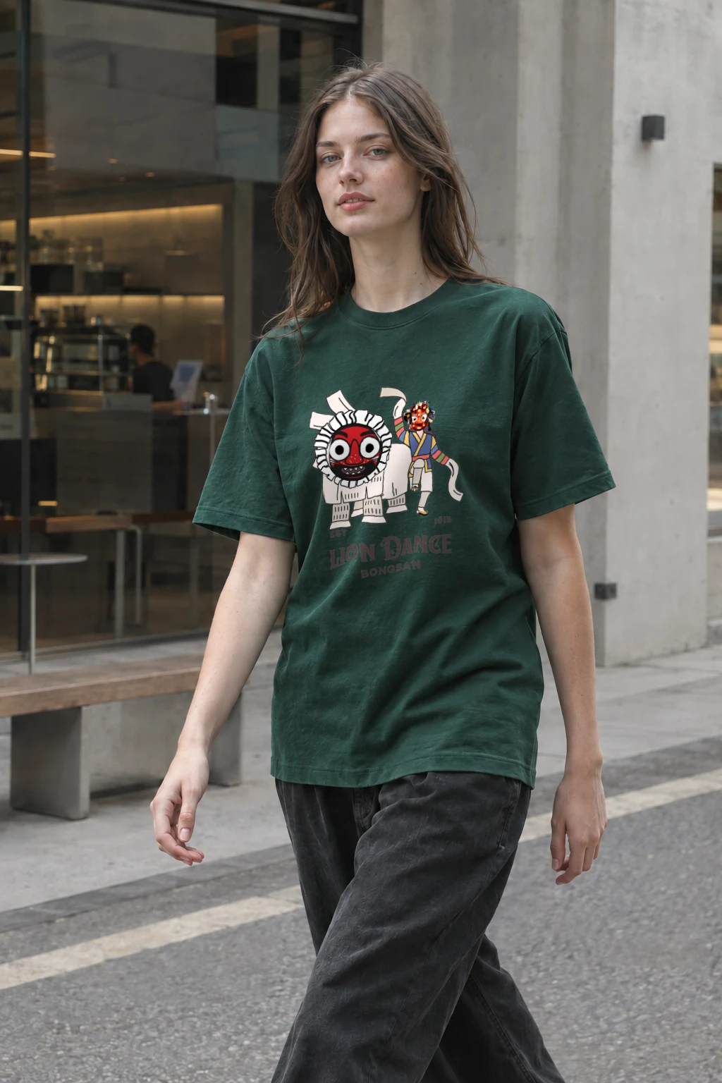 "Bongsan Lion Dance" Heavyweight Unisex Crewneck T-shirt | Gildan 5000