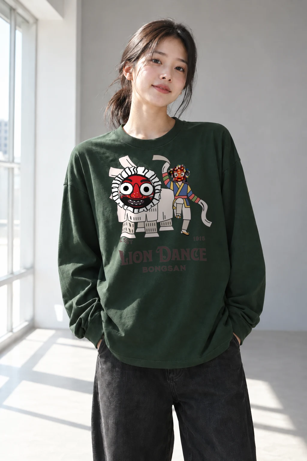 "Bongsan Lion Dance" Unisex Longsleeve T-shirt | Gildan 2400