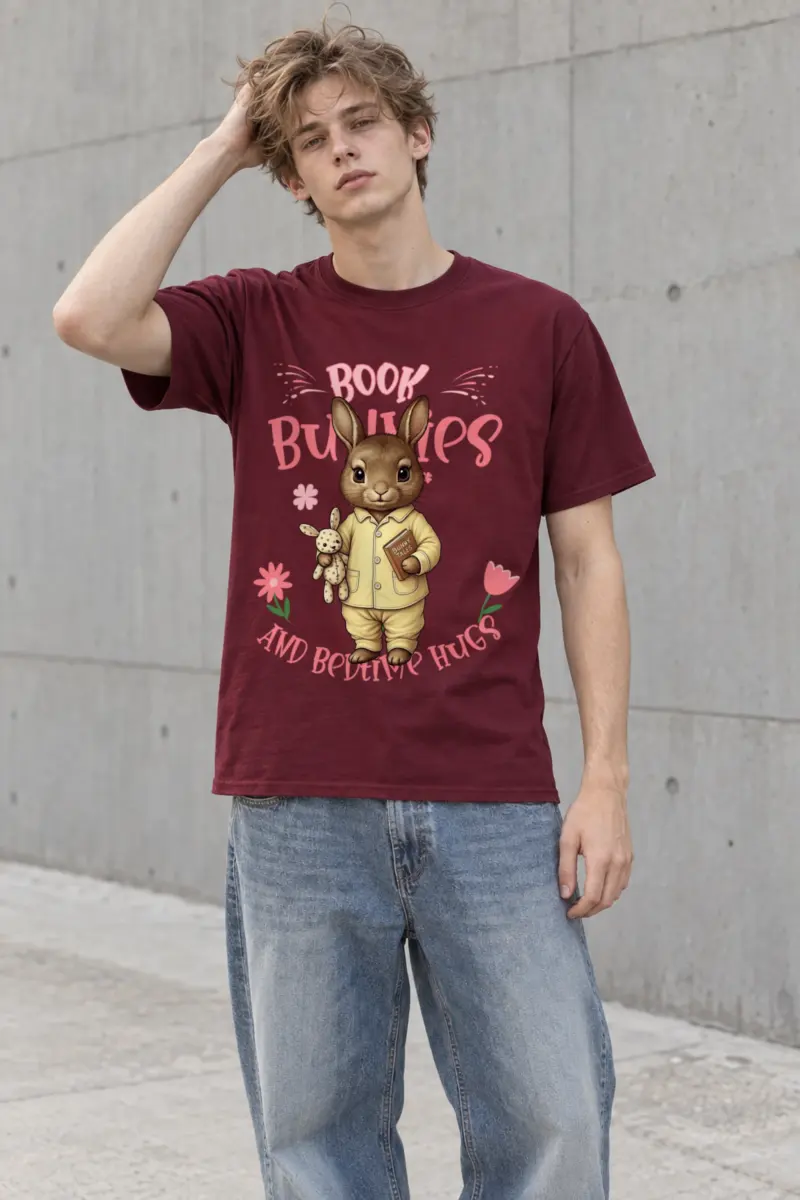 "Book Bunnies Bedtime Hugs" Heavyweight Unisex Crewneck T-shirt