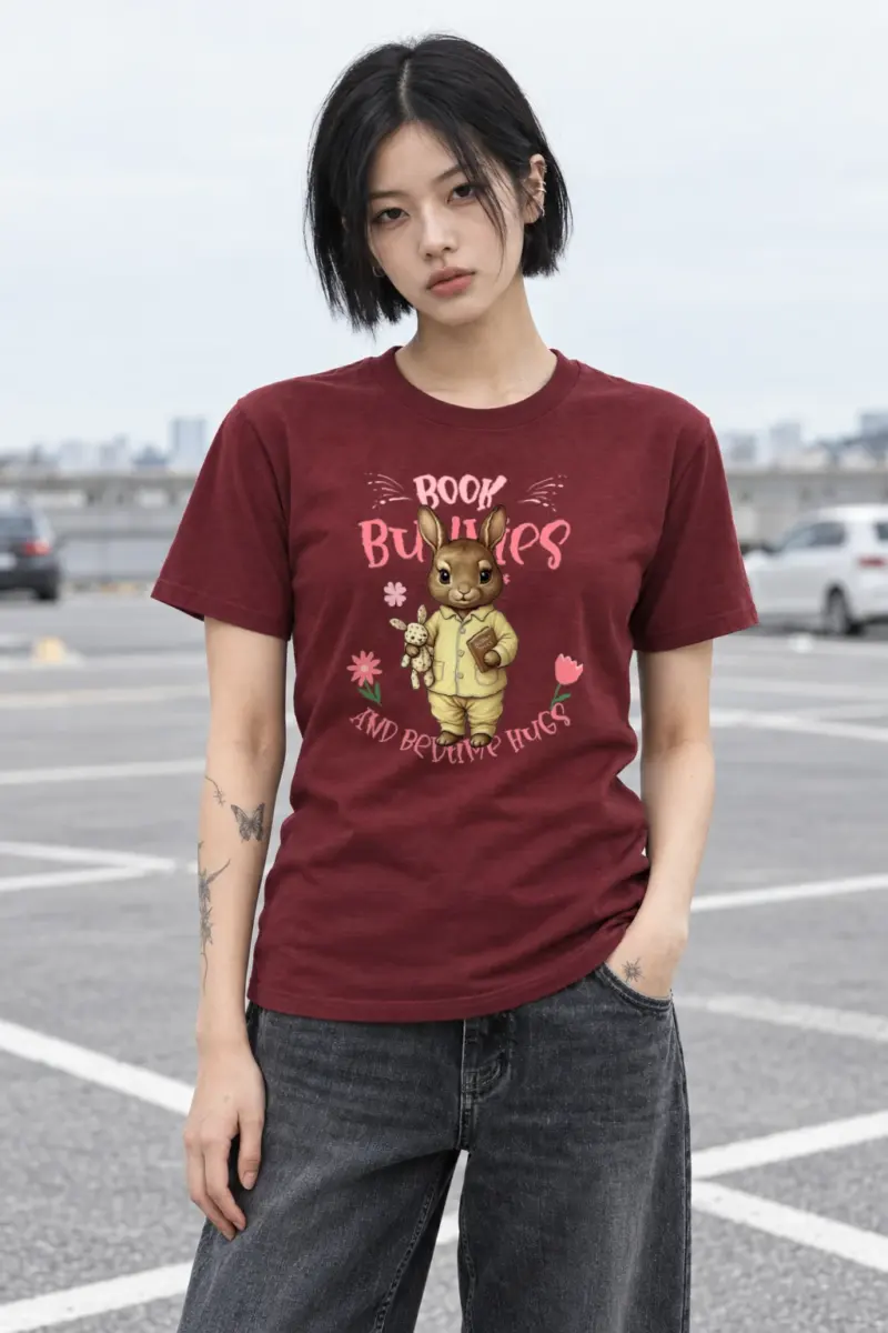 "Book Bunnies Bedtime Hugs" Heavyweight Unisex Crewneck T-shirt