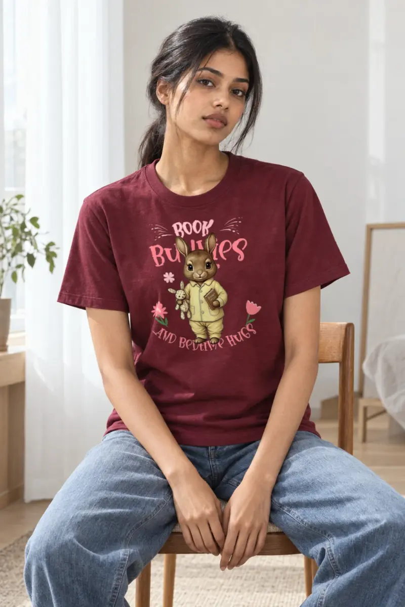 "Book Bunnies Bedtime Hugs" Heavyweight Unisex Crewneck T-shirt | Gildan 5000