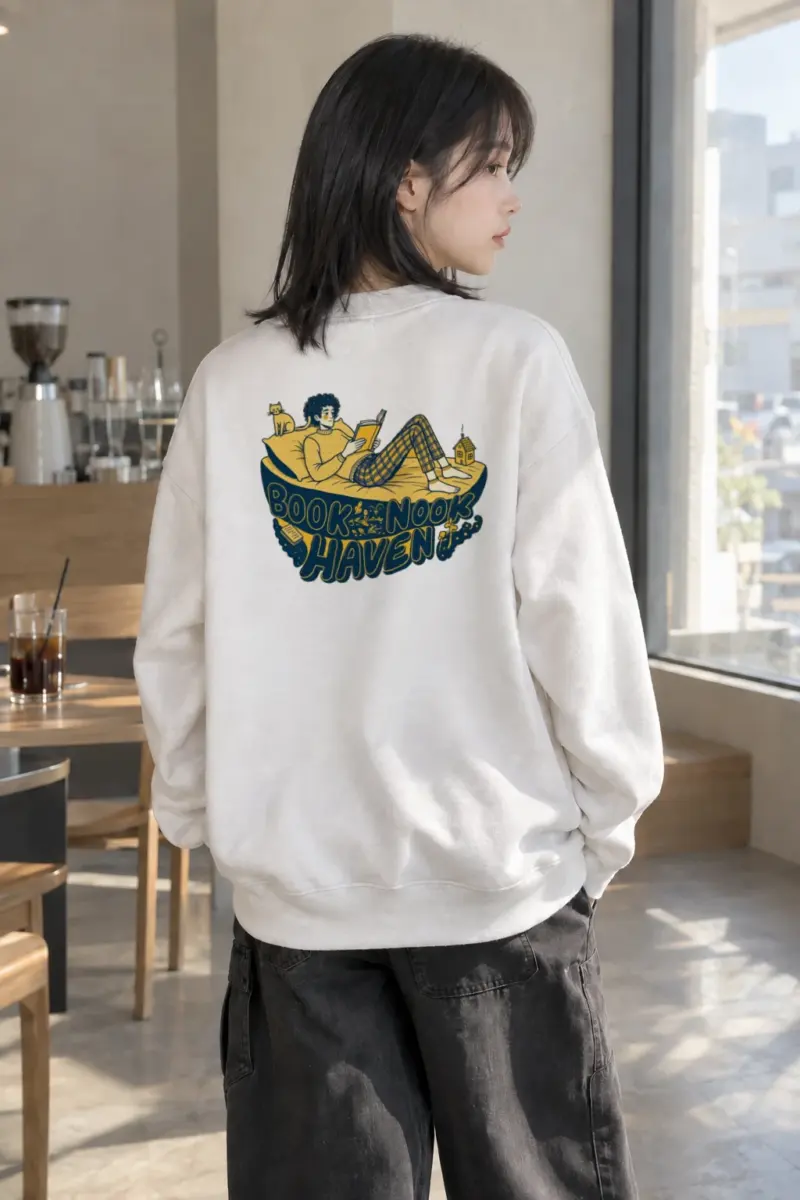 "Book Nook Haven" Heavy Blend Unisex Crewneck Sweatshirt | Gildan 18000