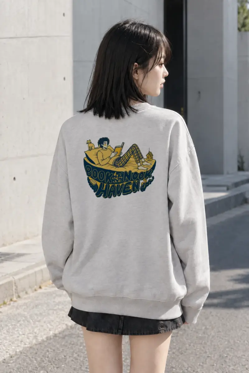 "Book Nook Haven" Heavy Blend Unisex Crewneck Sweatshirt | Gildan 18000