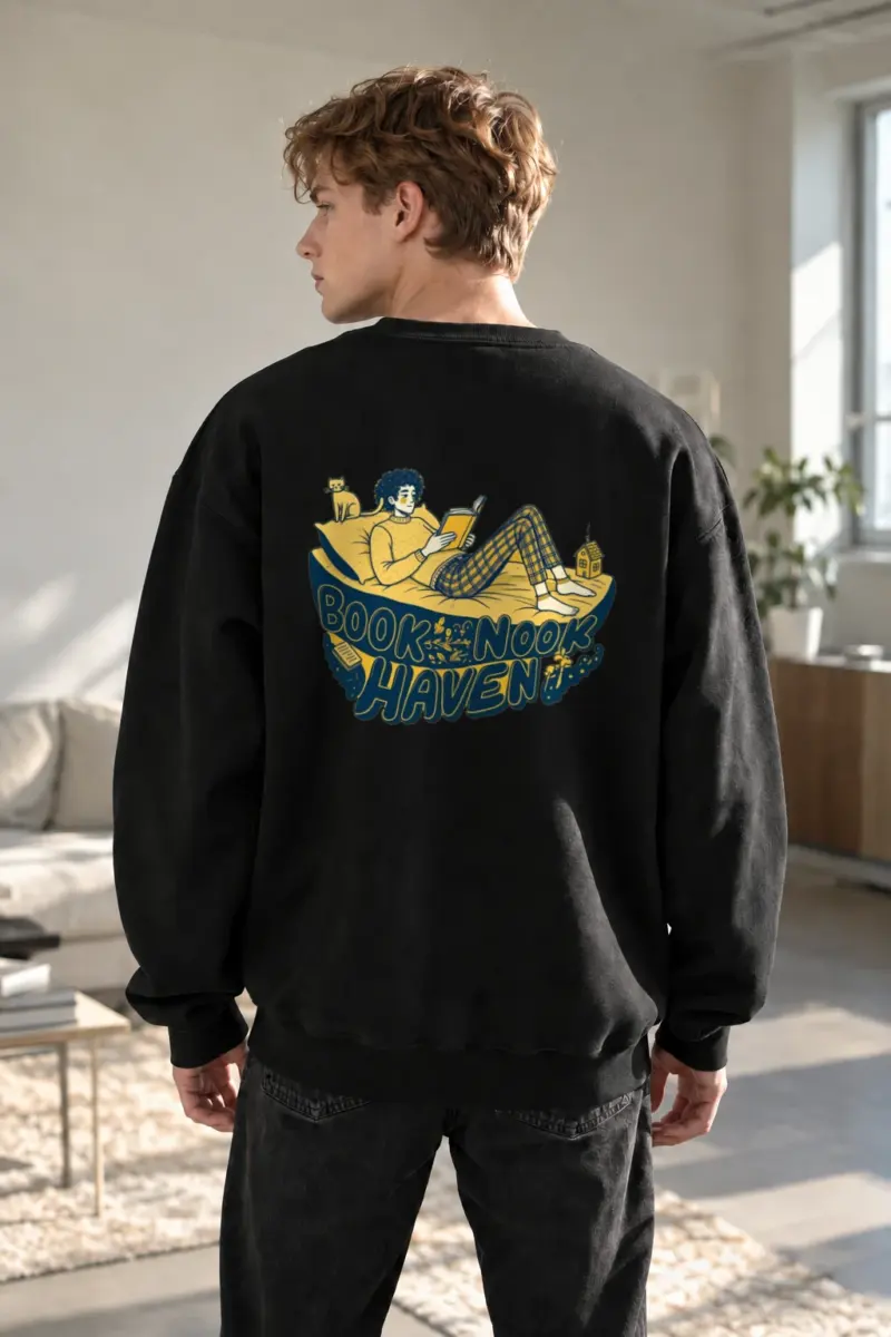 "Book Nook Haven" Heavy Blend Unisex Crewneck Sweatshirt | Gildan 18000