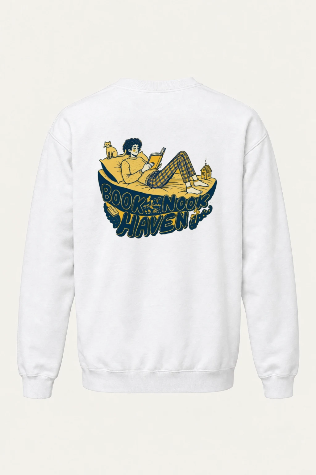 "Book Nook Haven" Heavy Blend Unisex Crewneck Sweatshirt | Gildan 18000