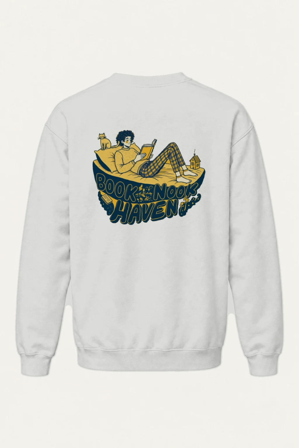 "Book Nook Haven" Heavy Blend Unisex Crewneck Sweatshirt | Gildan 18000