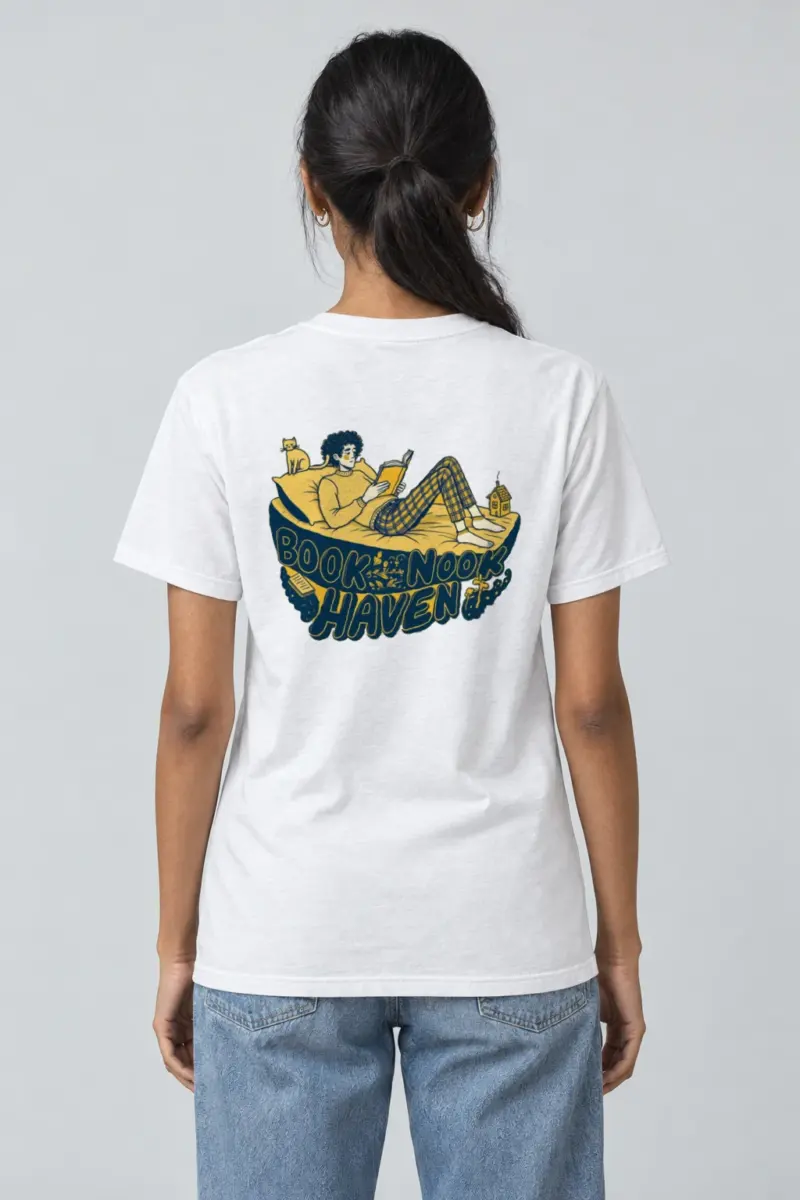 "Book Nook Haven" Heavyweight Unisex Crewneck T-shirt | Gildan 5000