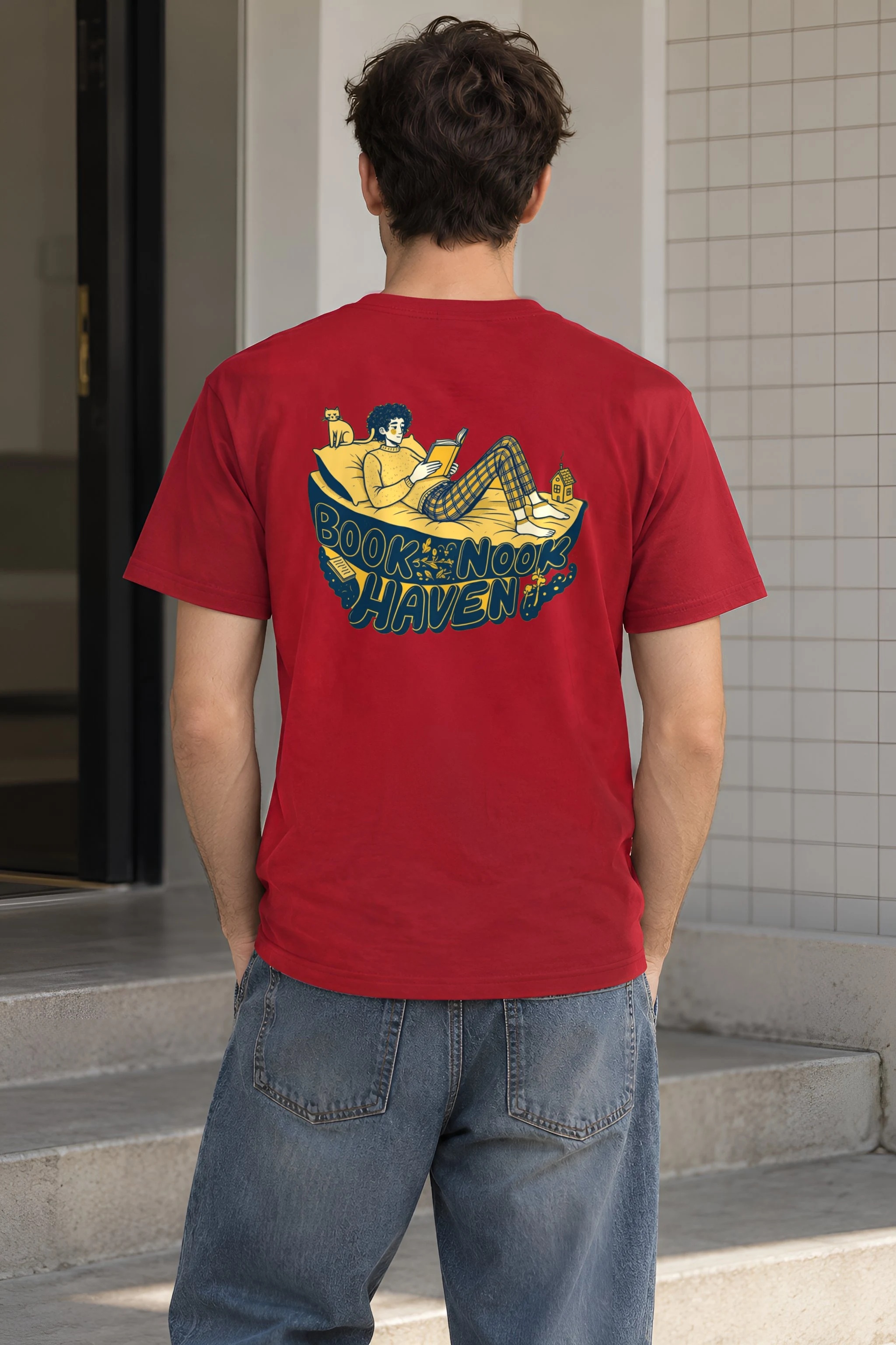 "Book Nook Haven" Heavyweight Unisex Crewneck T-shirt