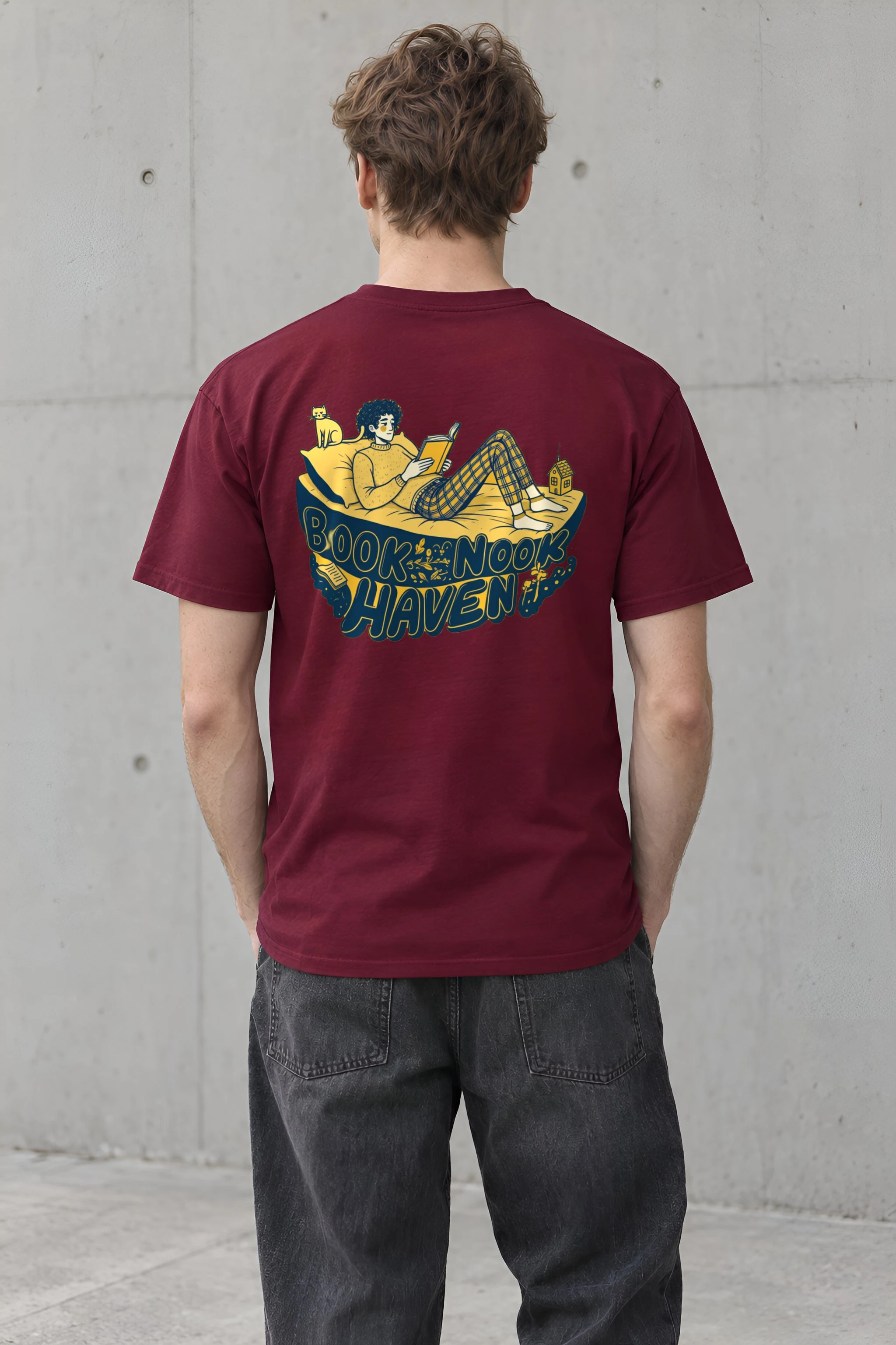 "Book Nook Haven" Heavyweight Unisex Crewneck T-shirt