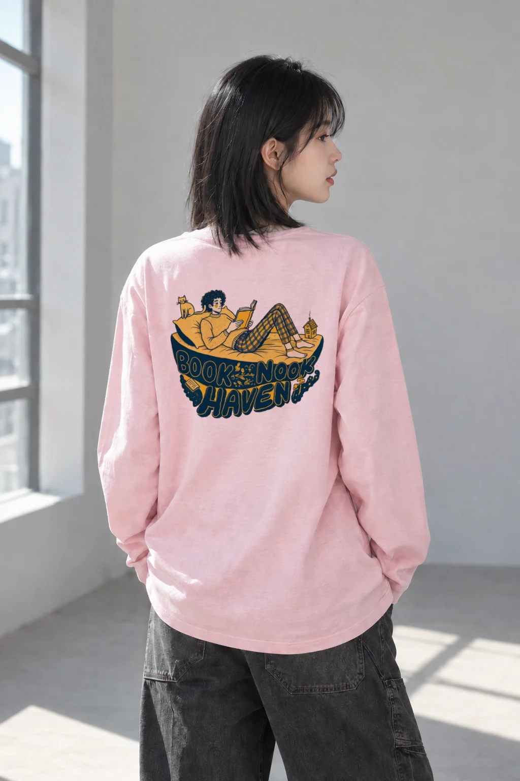 "Book Nook Haven" Unisex Longsleeve T-shirt | Gildan 2400