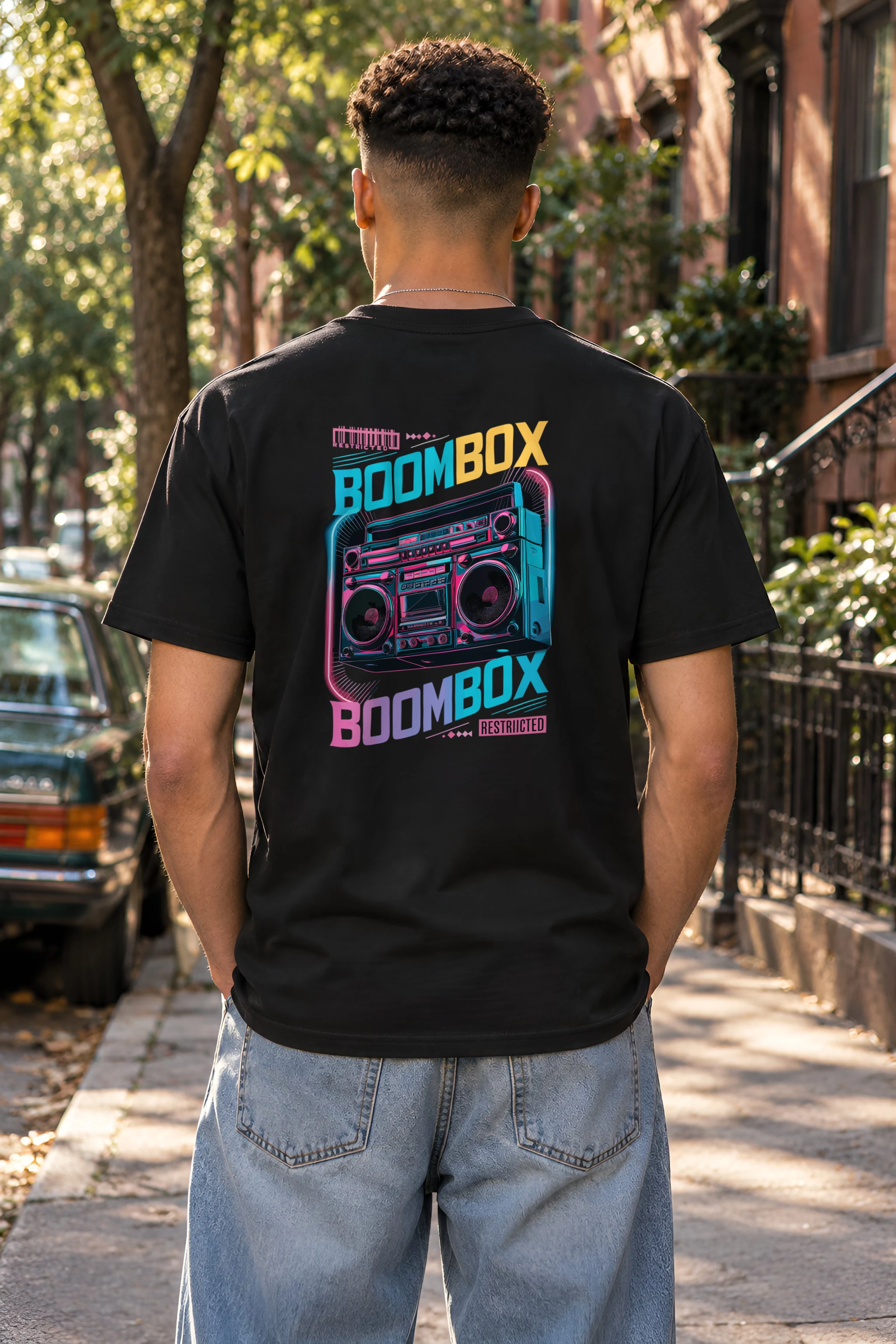 "Boombox Restricted" Heavyweight Unisex Crewneck T-shirt