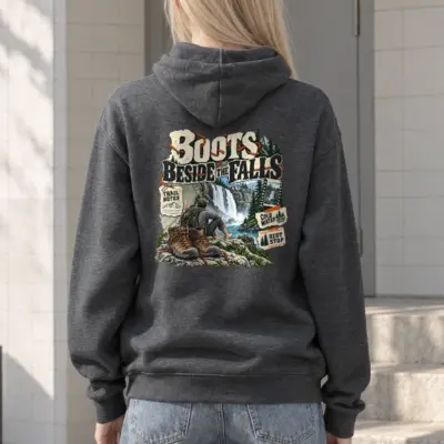 "Boots Beside the Falls" Heavy Blend Unisex Pullover Hoodie