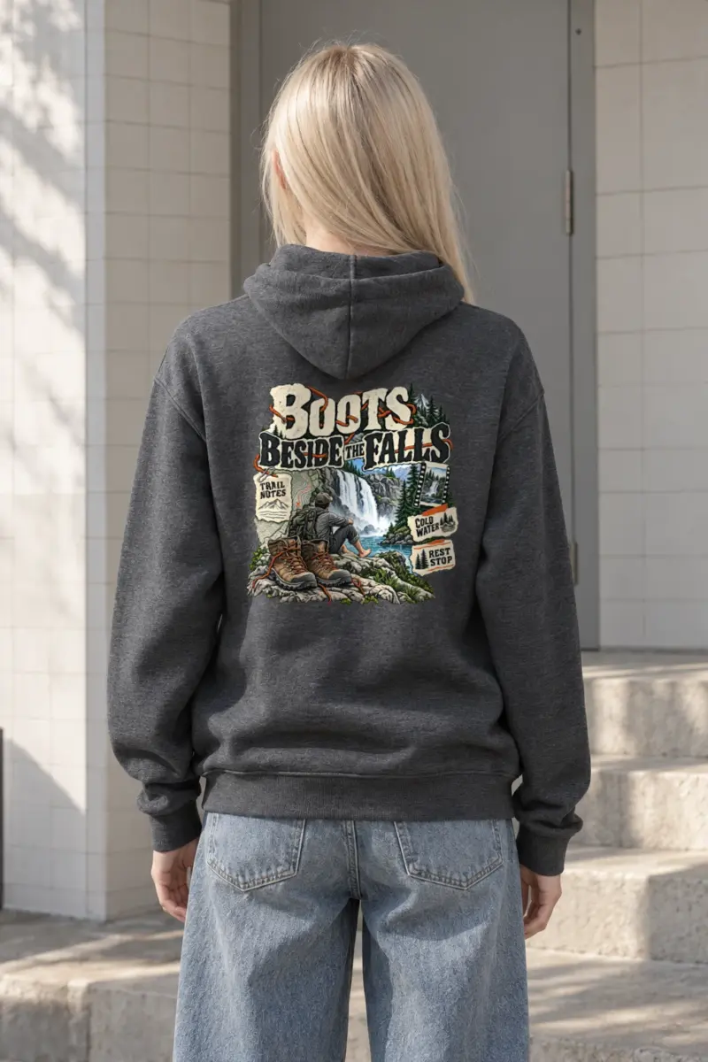 “Boots Beside the Falls” Heavy Blend Unisex Pullover Hoodie