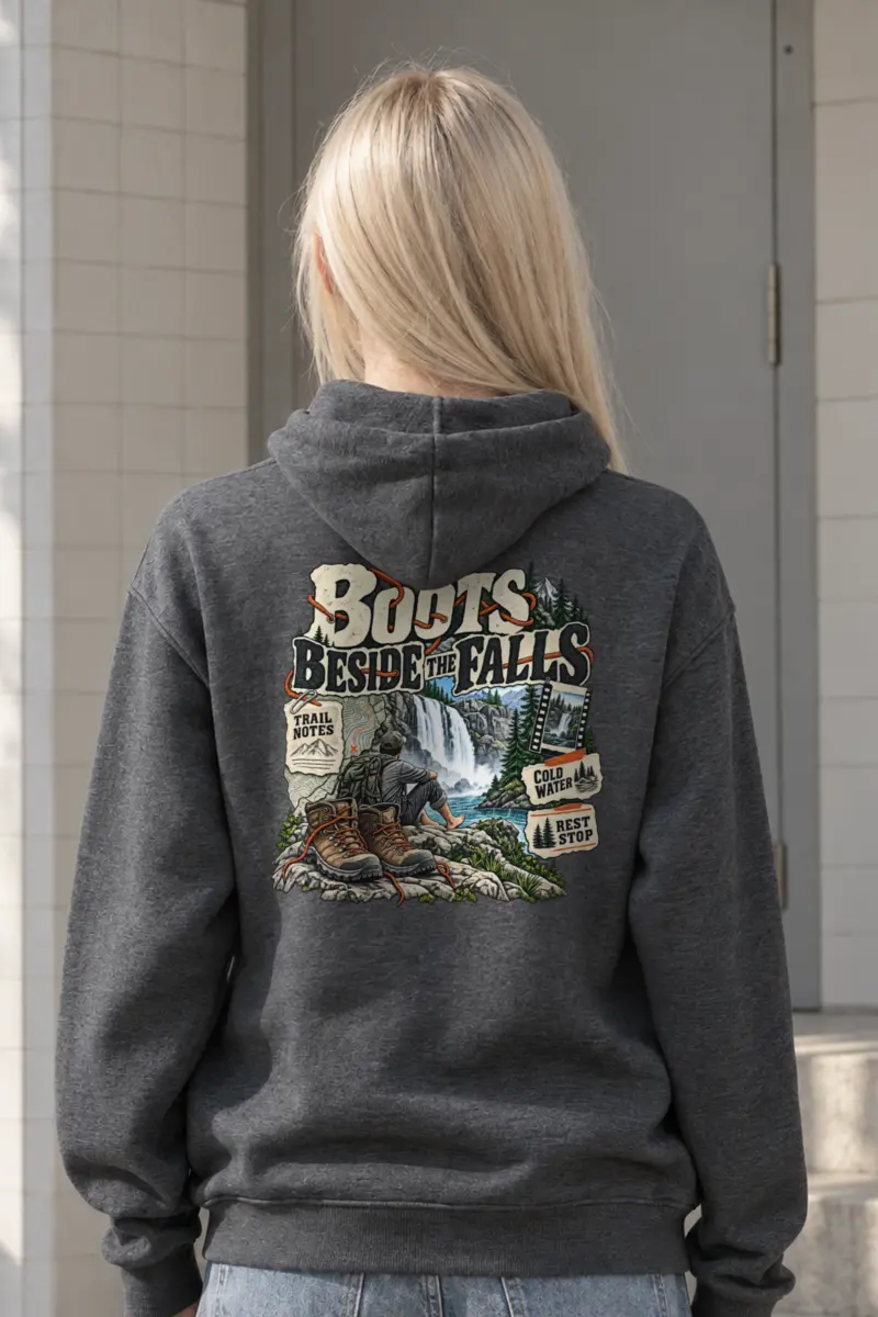 "Boots Beside the Falls" Heavy Blend Unisex Pullover Hoodie