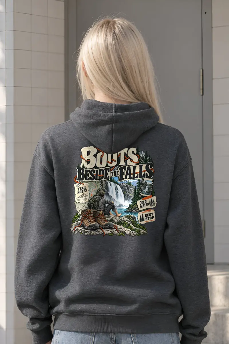 "Boots Beside the Falls" Heavy Blend Unisex Pullover Hoodie