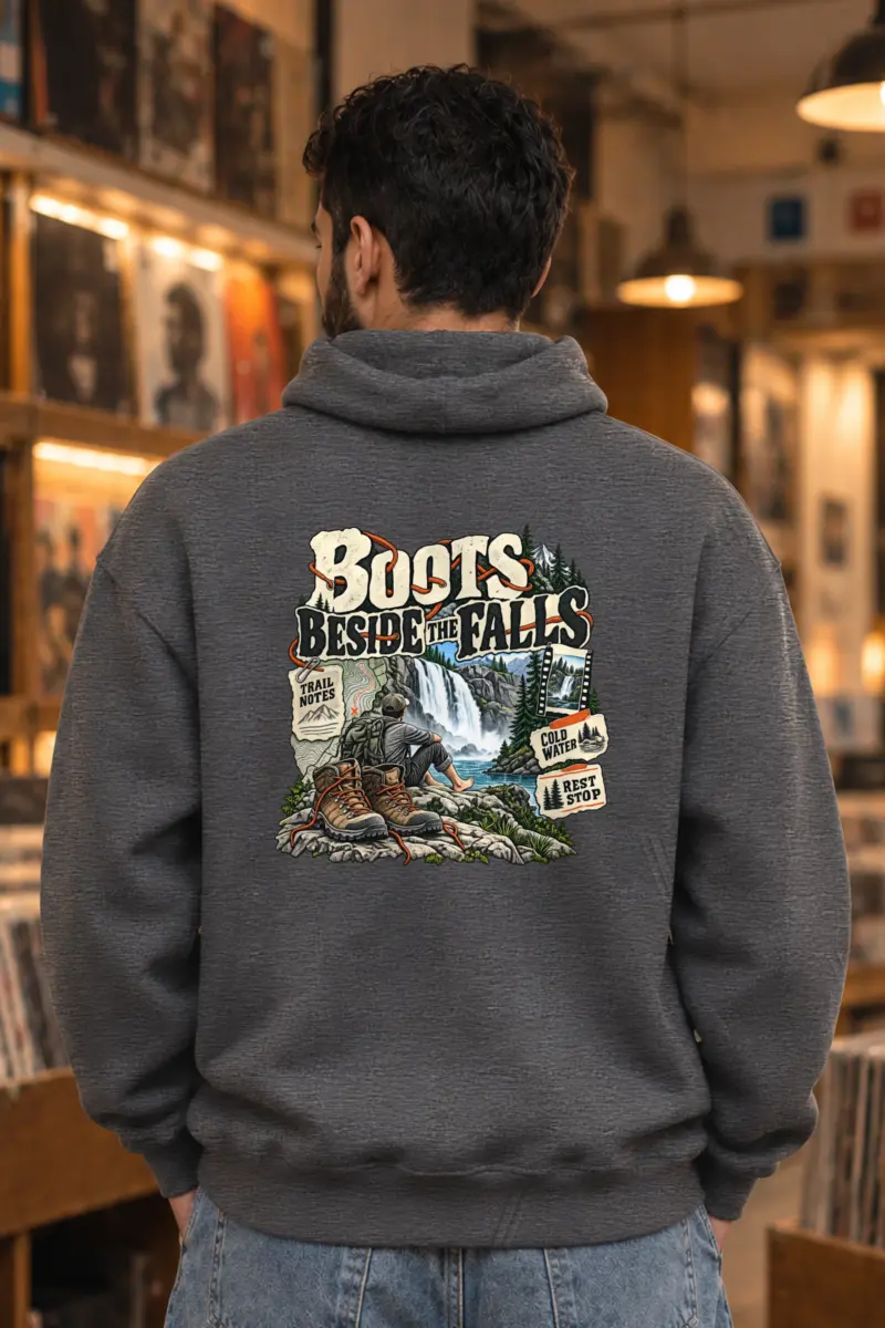 "Boots Beside the Falls" Heavy Blend Unisex Pullover Hoodie