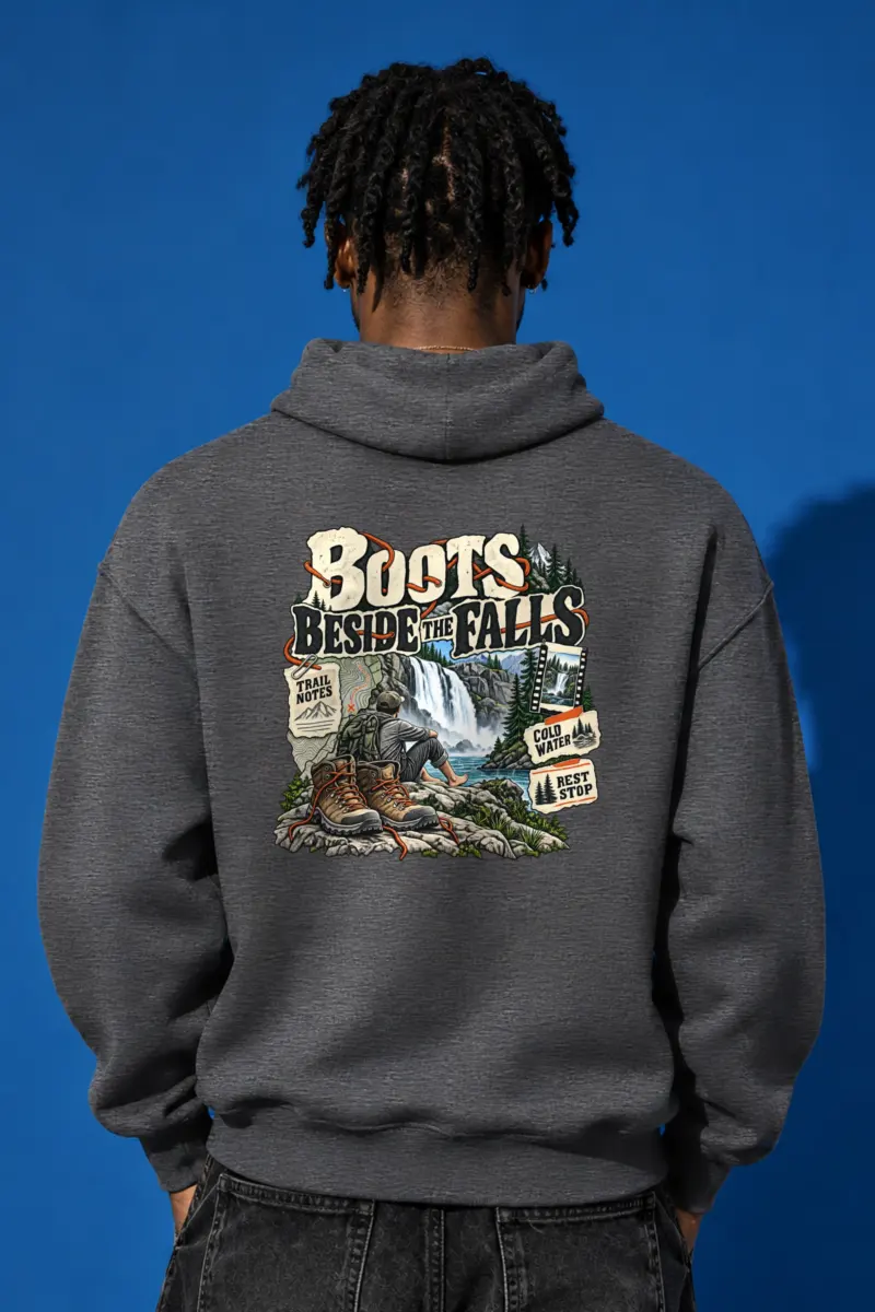 "Boots Beside the Falls" Heavy Blend Unisex Pullover Hoodie