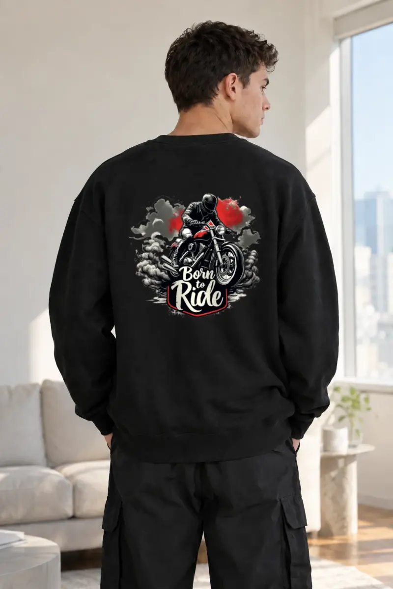 “Born To Ride” Heavy Blend Unisex Crewneck Sweatshirt | Gildan 18000