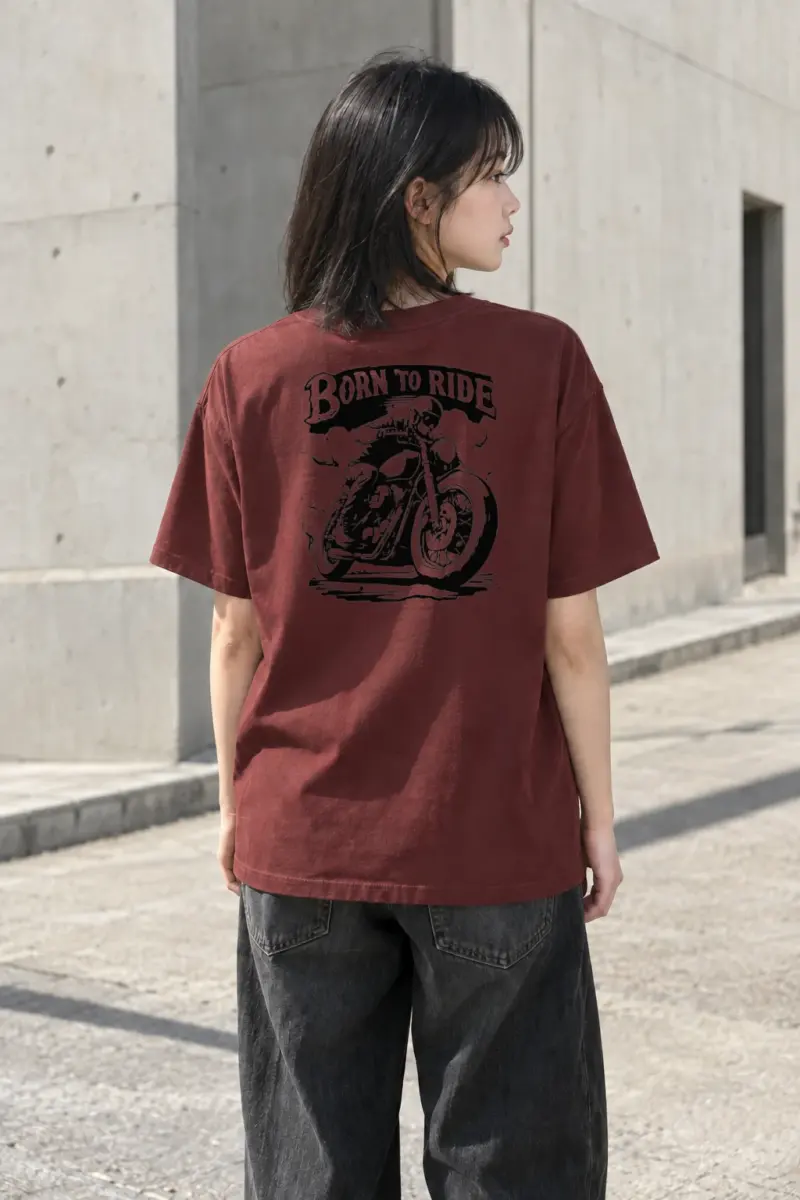 “Born To Ride” Heavyweight Unisex Crewneck T-shirt | Gildan 5000