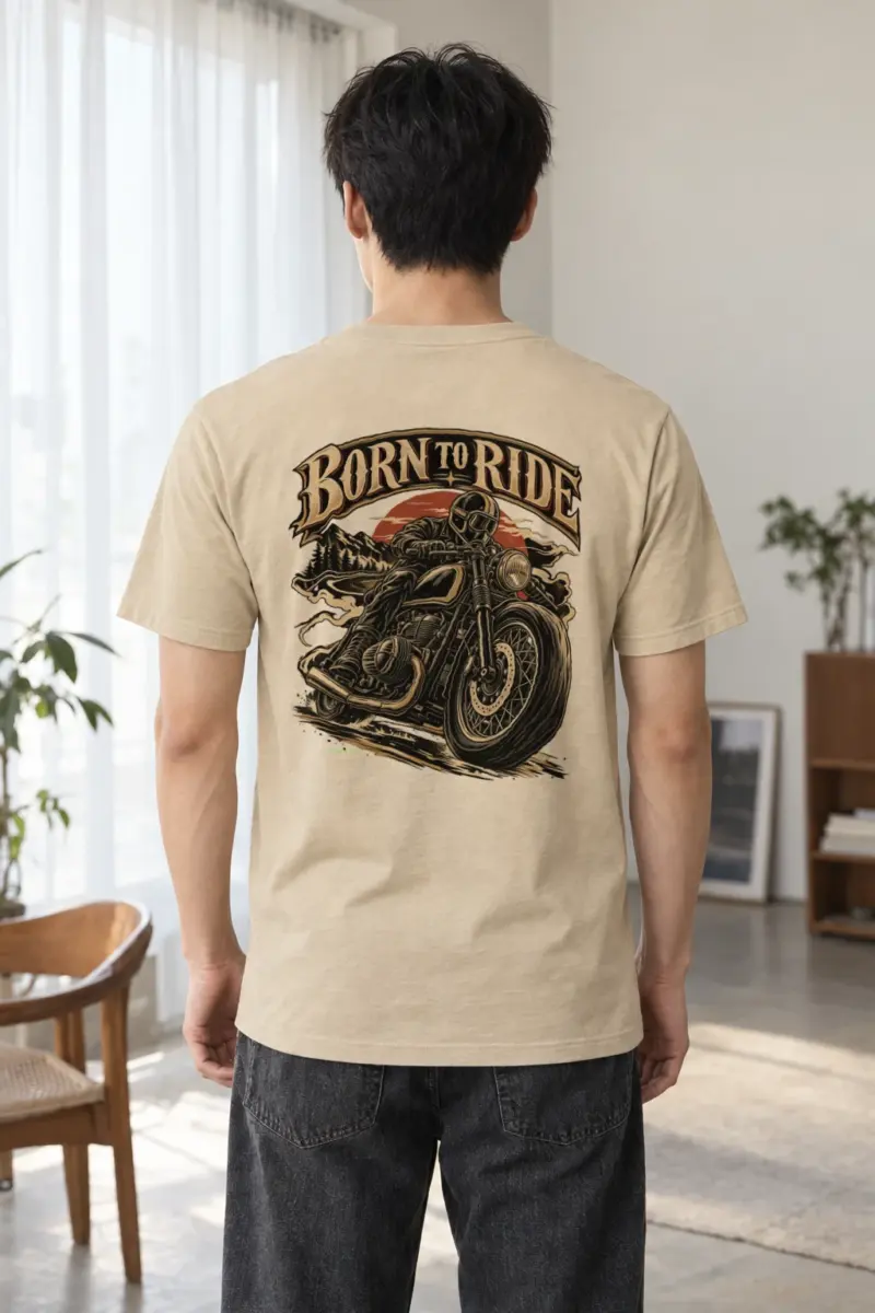 "Born To Ride" Heavyweight Unisex Crewneck T-shirt | Gildan 5000