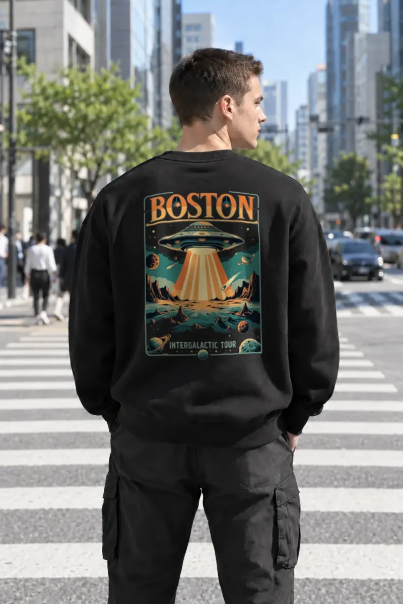 "Boston Intergalactic Tour" Heavy Blend Unisex Crewneck Sweatshirt | Gildan 18000