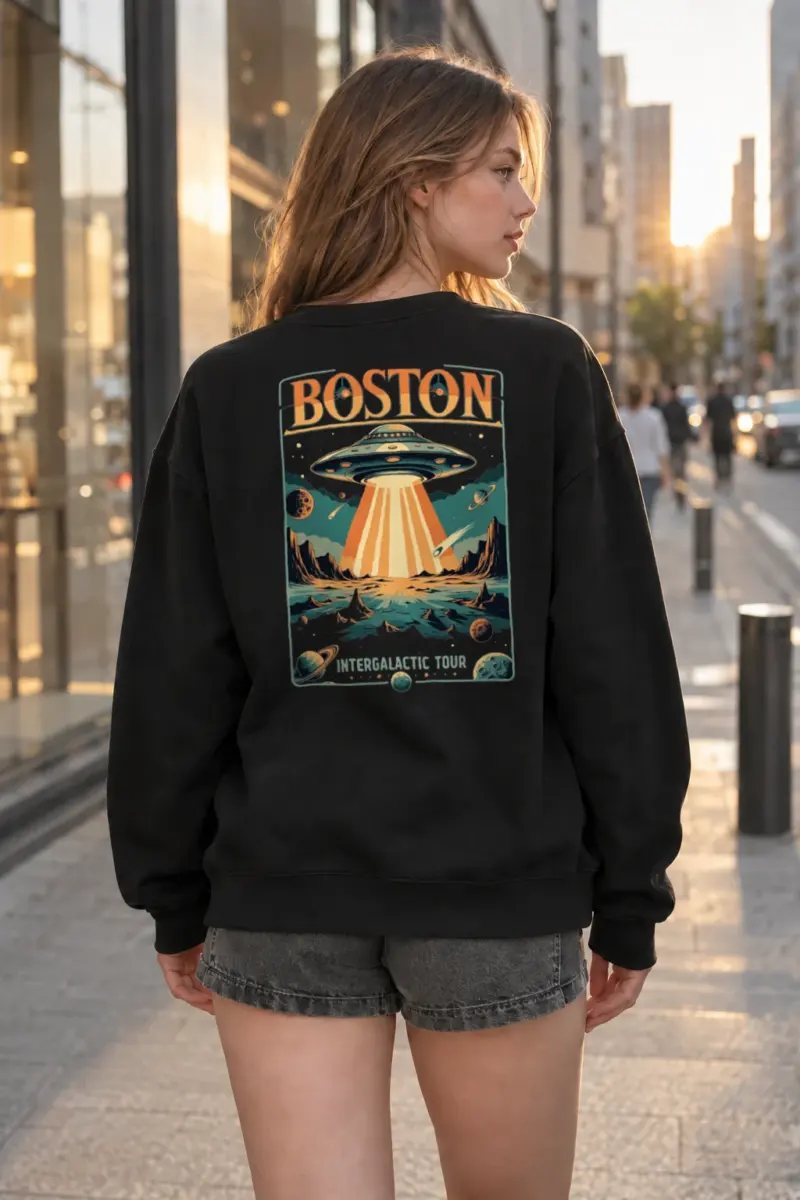 "Boston Intergalactic Tour" Heavy Blend Unisex Crewneck Sweatshirt | Gildan 18000