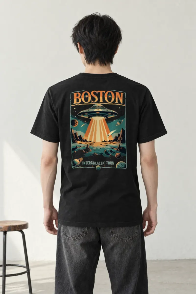 "Boston Intergalactic Tour" Heavyweight Unisex Crewneck T-shirt | Gildan 5000