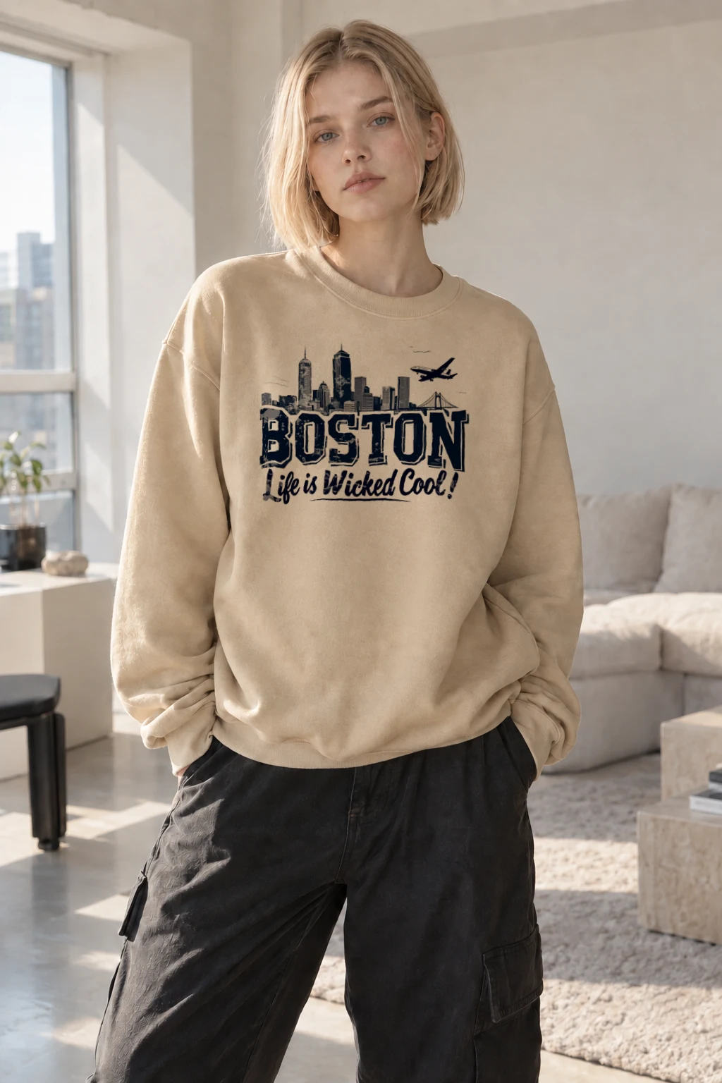"Boston Wicked Cool" Heavy Blend Unisex Crewneck Sweatshirt | Gildan 18000
