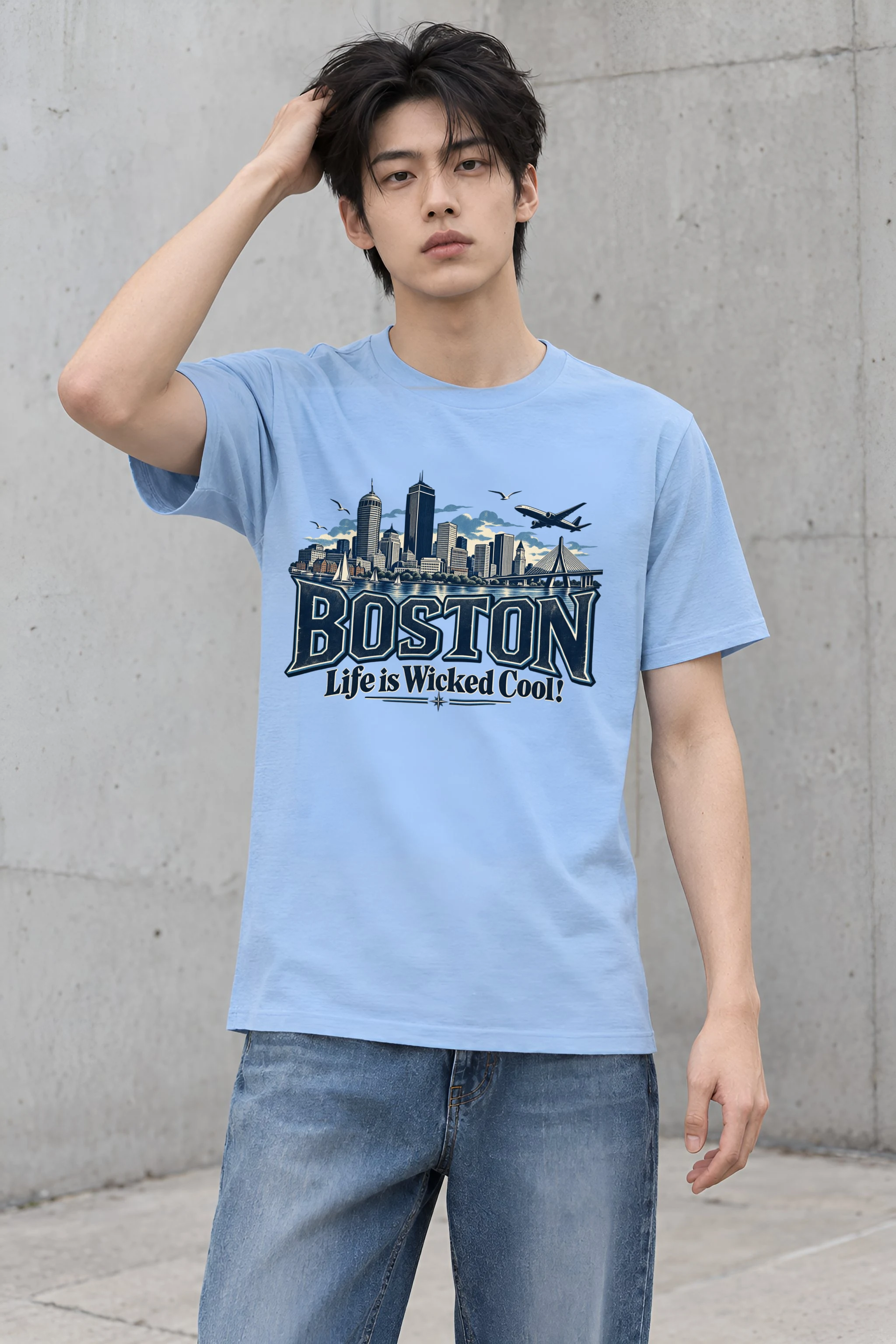 "Boston Wicked Cool" Heavyweight Unisex Crewneck T-shirt