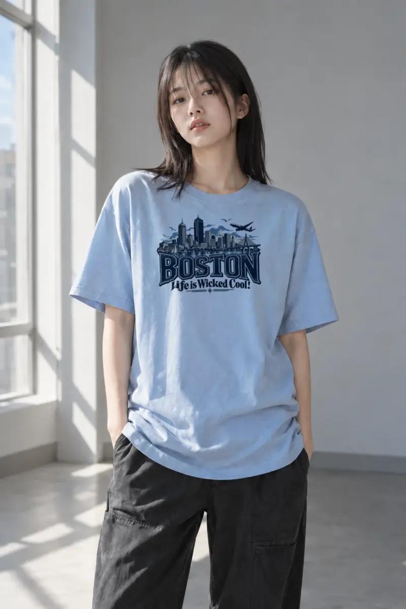 "Boston Wicked Cool" Heavyweight Unisex Crewneck T-shirt | Gildan 5000