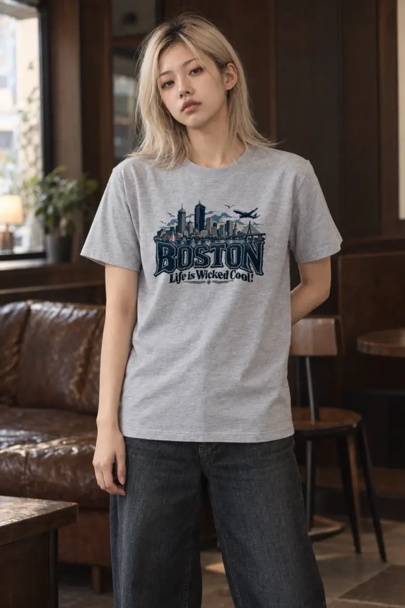 "Boston Wicked Cool" Heavyweight Unisex Crewneck T-shirt | Gildan 5000