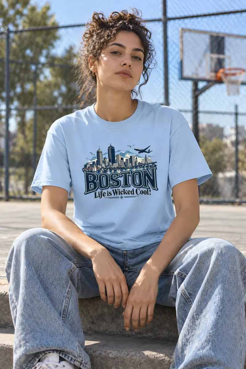 "Boston Wicked Cool" Heavyweight Unisex Crewneck T-shirt