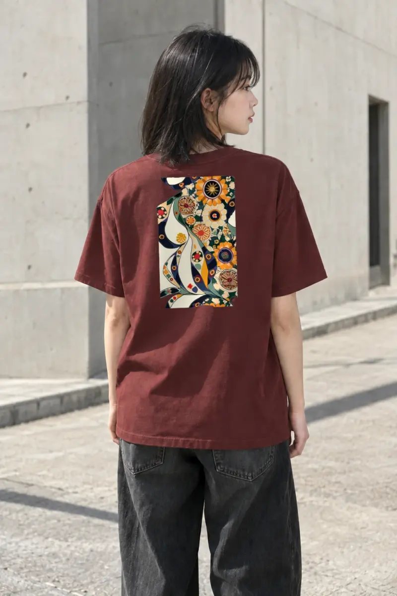 “Botanical Folk Swirls” Heavyweight Unisex Crewneck T-shirt | Gildan 5000