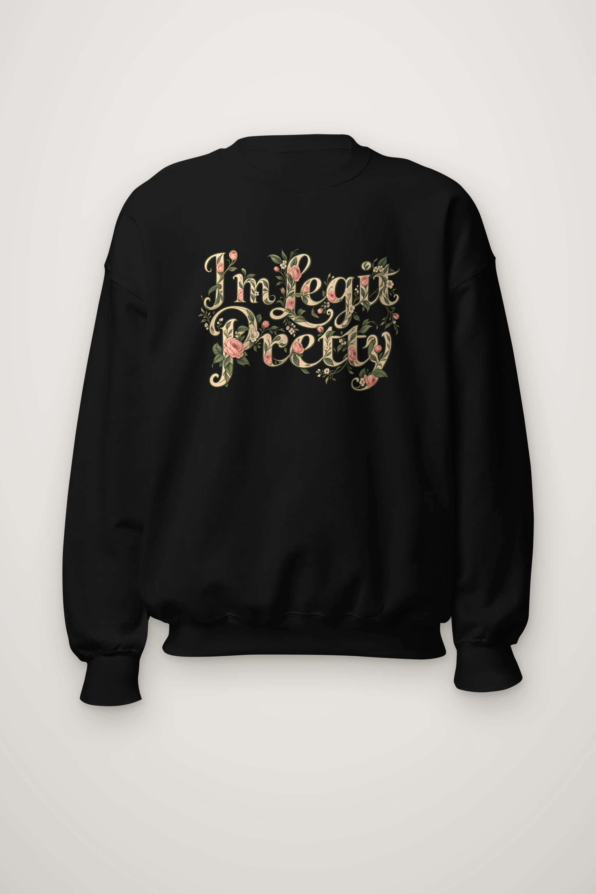 "Botanical Rose Lettering" Heavy Blend Unisex Crewneck Sweatshirt