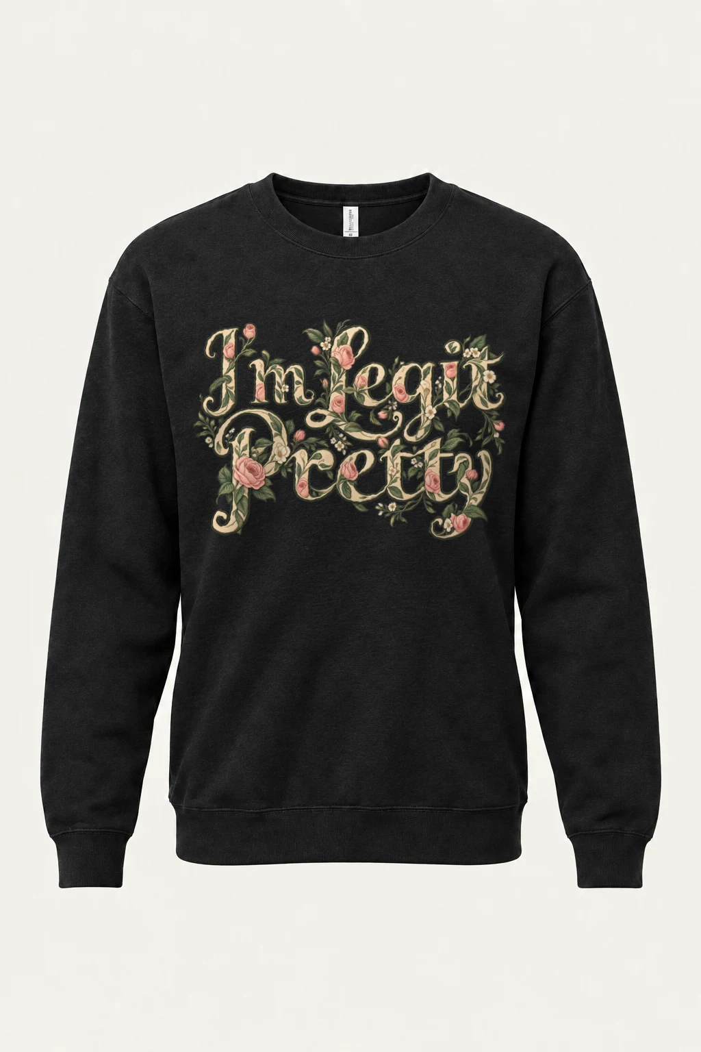"Botanical Rose Lettering" Heavy Blend Unisex Crewneck Sweatshirt | Gildan 18000