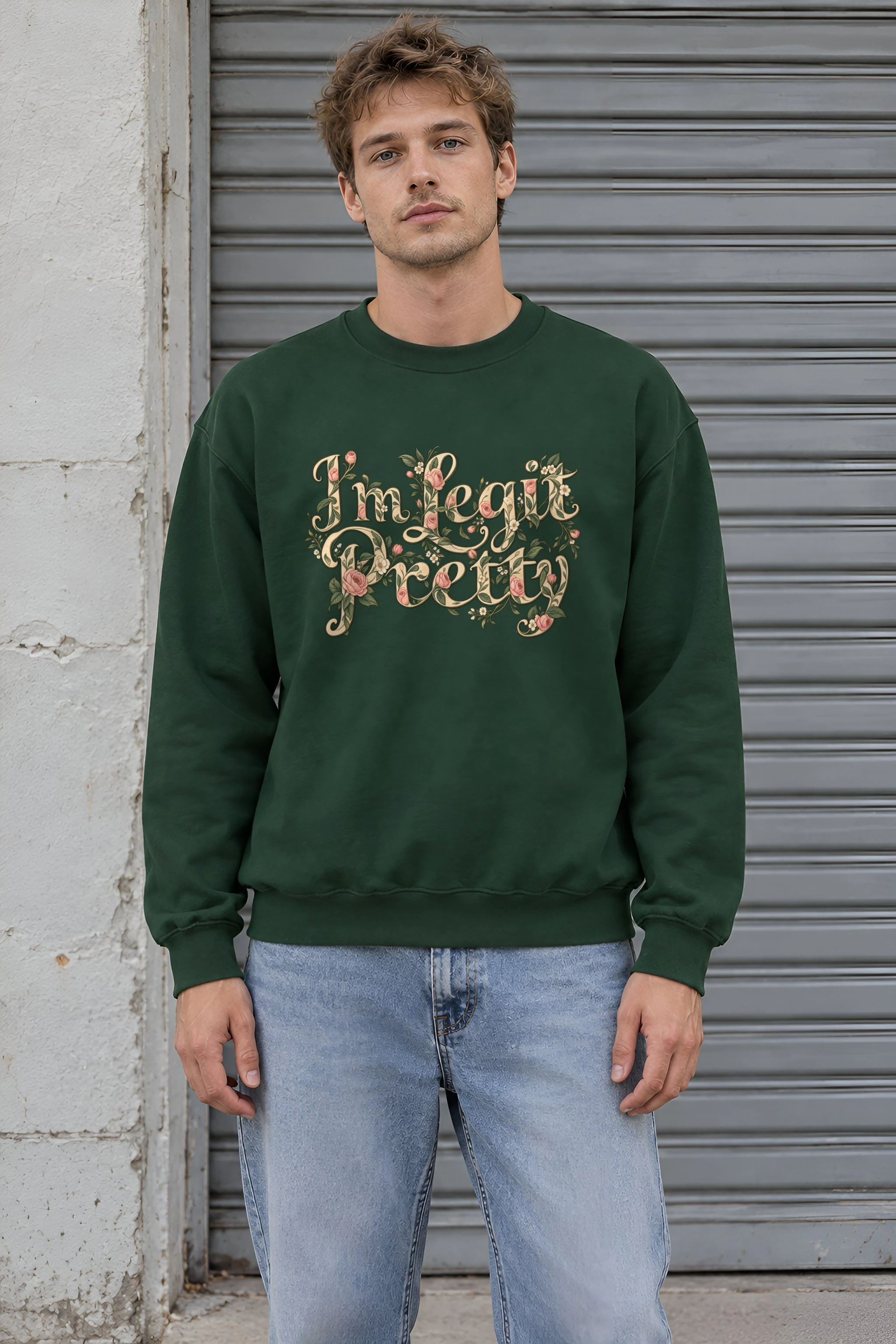 "Botanical Rose Lettering" 1 Crewneck Sweatshirt