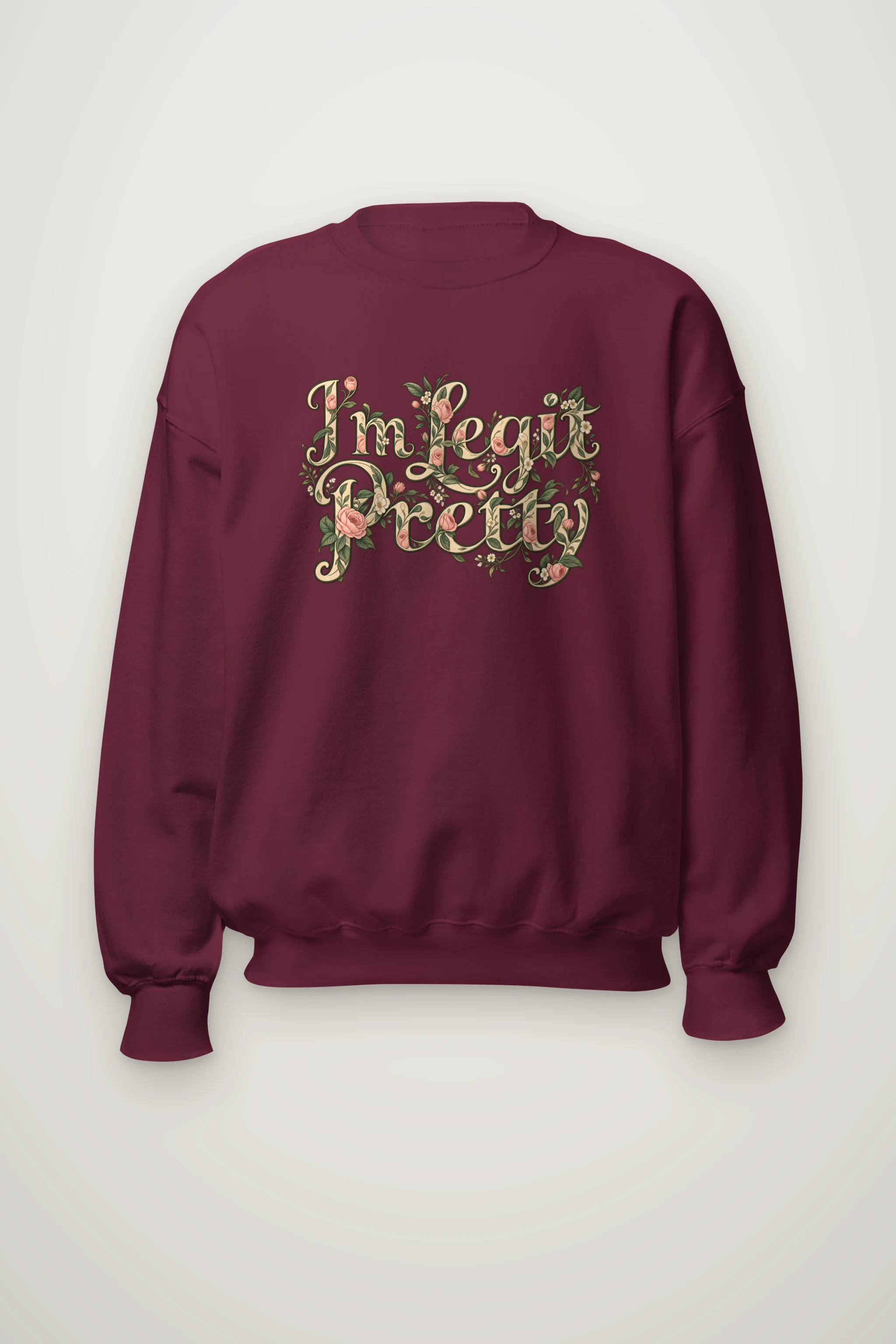 "Botanical Rose Lettering" Heavy Blend Unisex Crewneck Sweatshirt