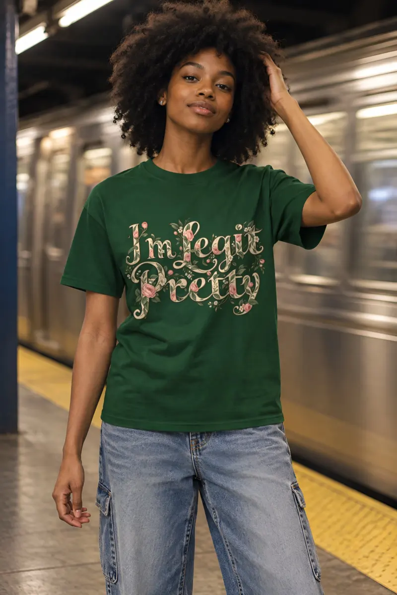 "Botanical Rose Lettering" Heavyweight Unisex Crewneck T-shirt