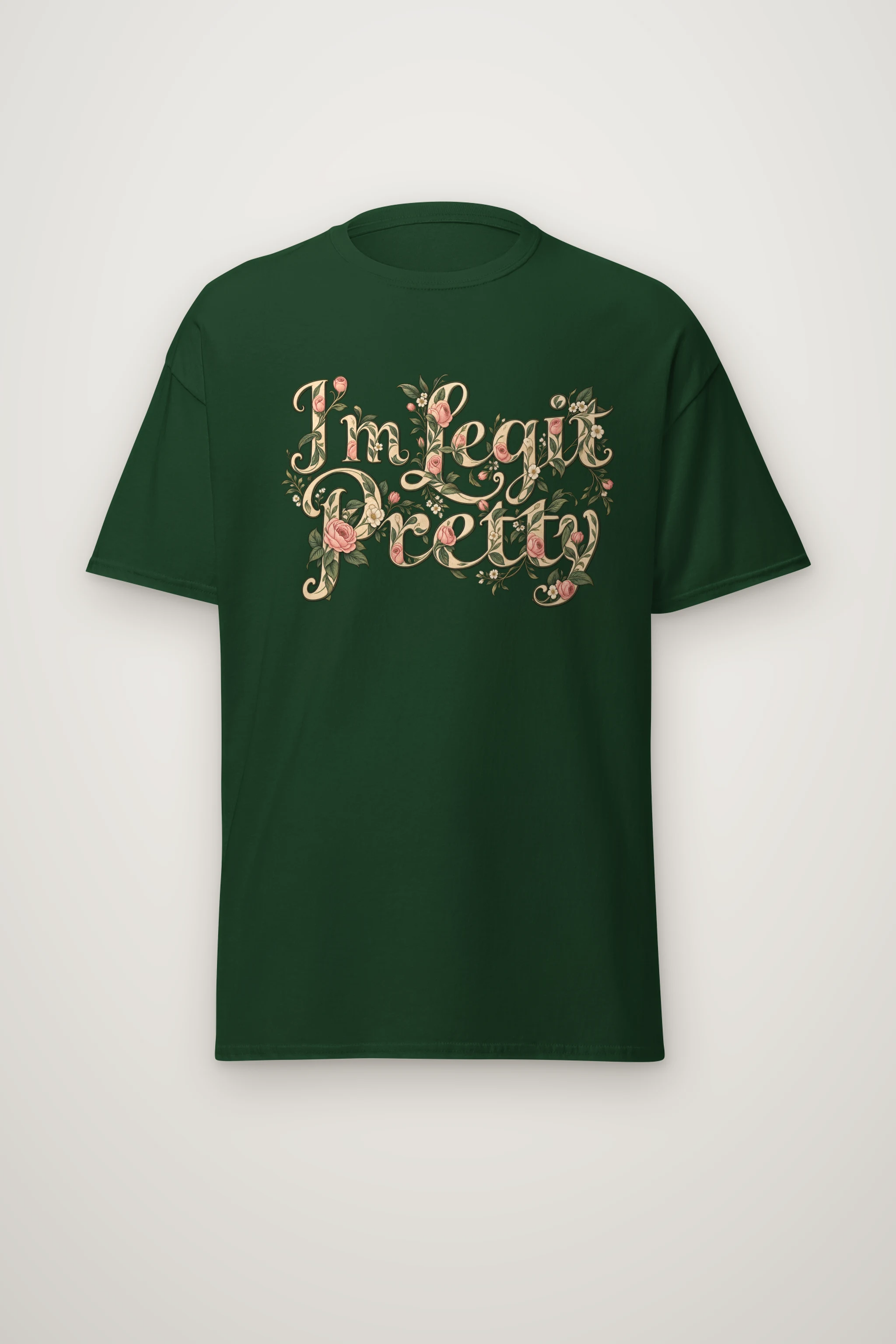 "Botanical Rose Lettering" Heavyweight Unisex Crewneck T-shirt