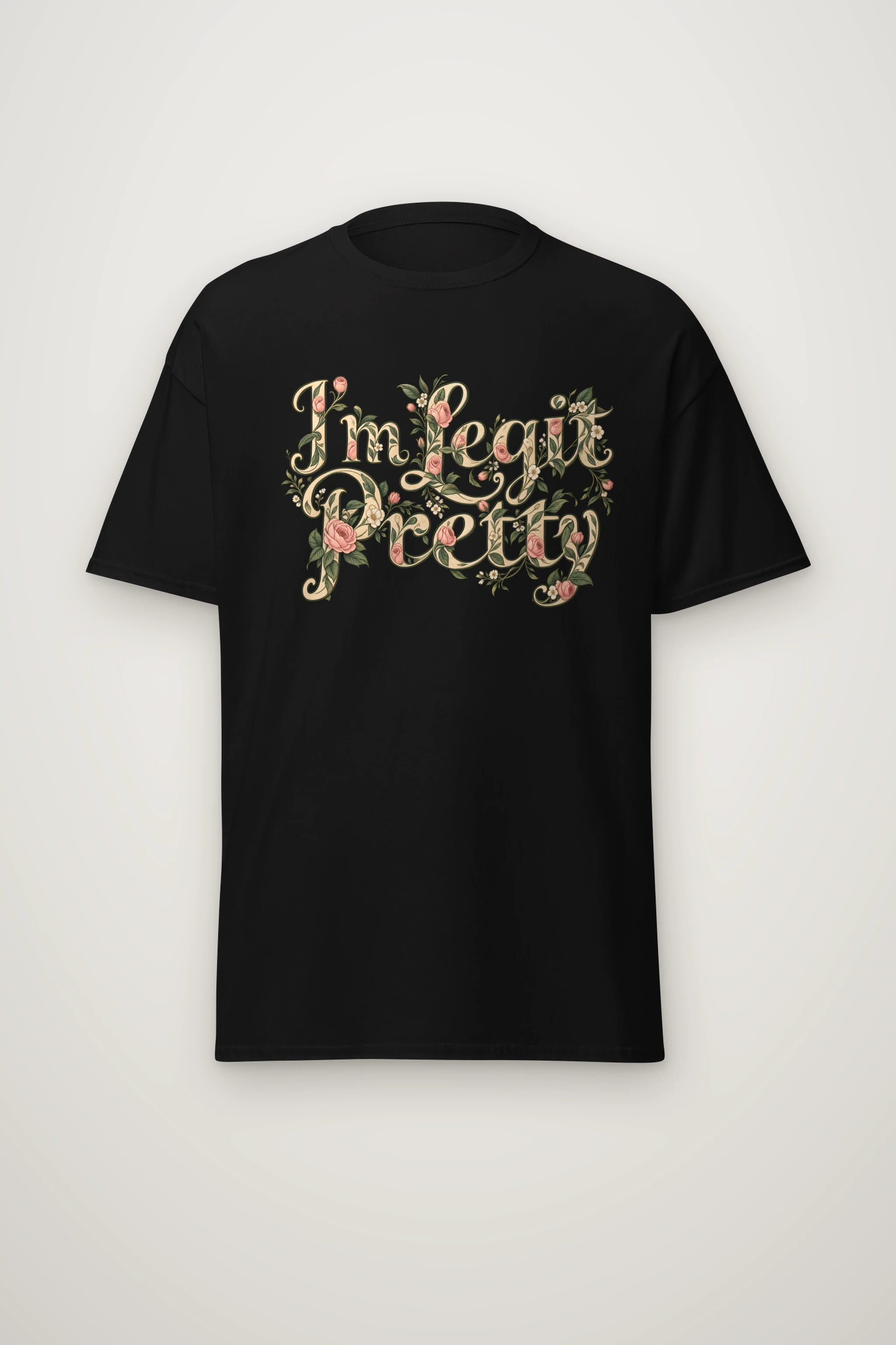 "Botanical Rose Lettering" Heavyweight Unisex Crewneck T-shirt