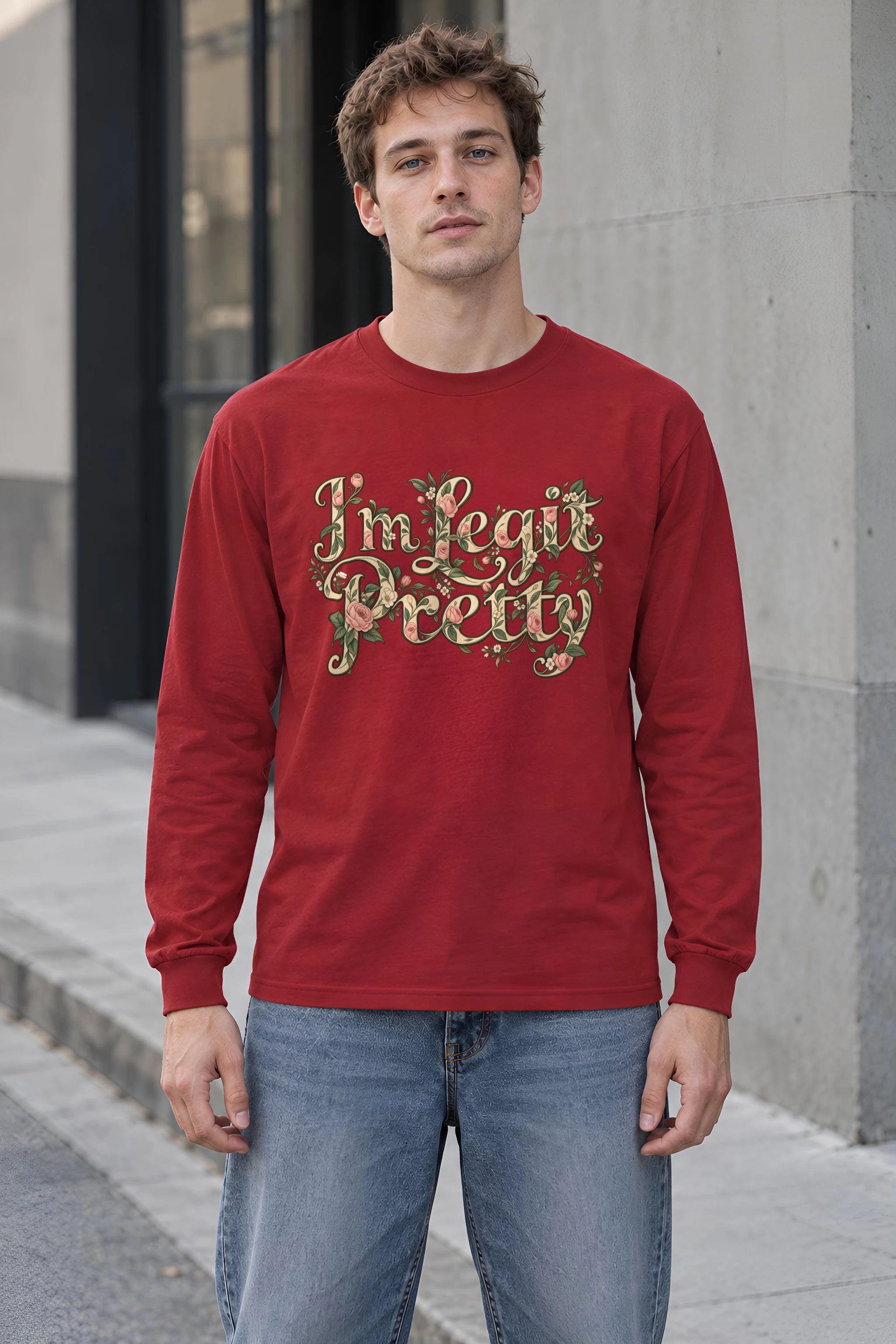 "Botanical Rose Lettering" Unisex Longsleeve T-shirt