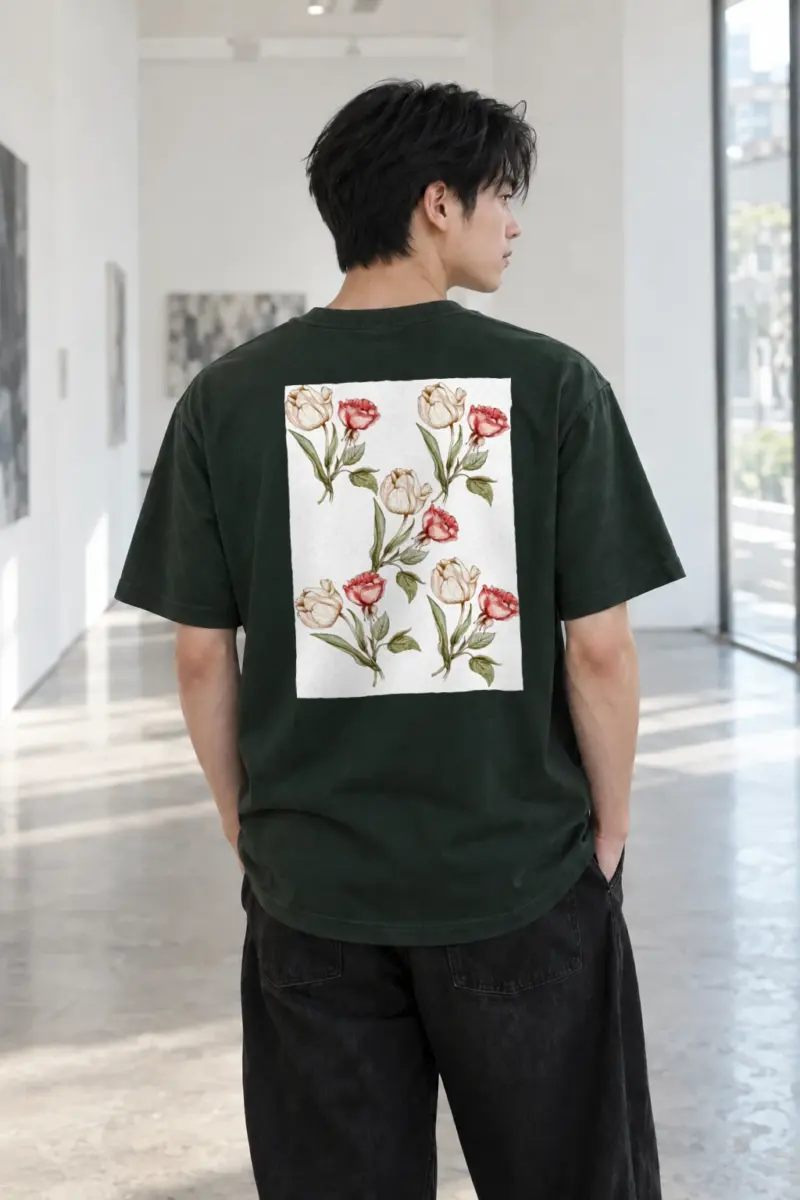 “Botanical Stem Repeat” Heavyweight Unisex Crewneck T-shirt | Gildan 5000