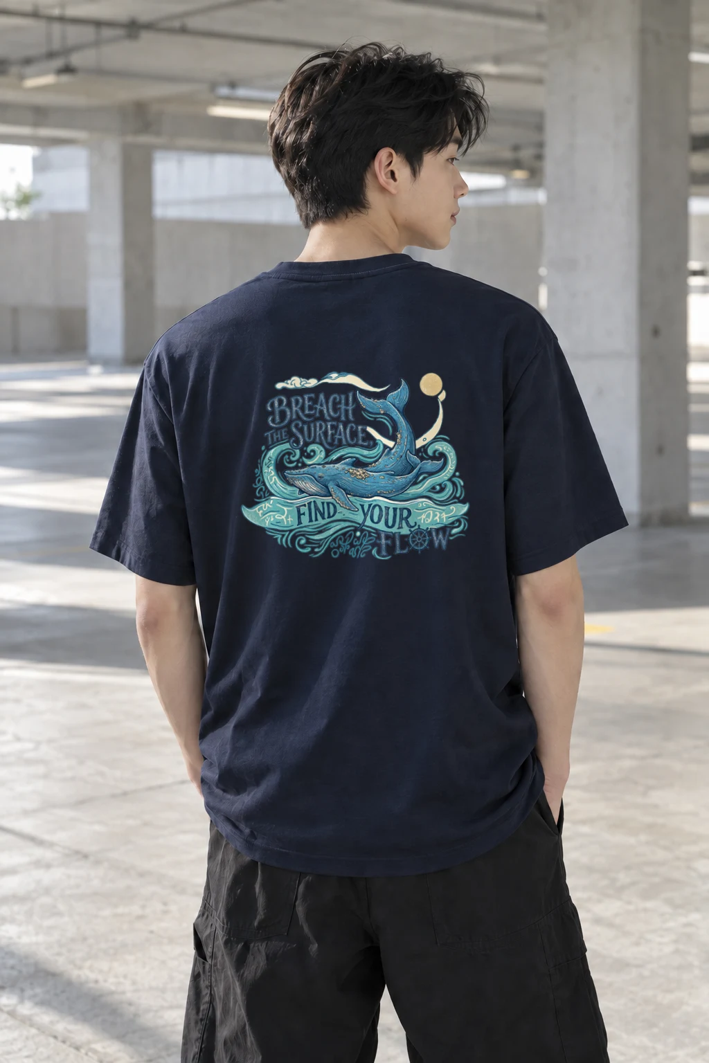 "Breach The Surface" Heavyweight Unisex Crewneck T-shirt | Gildan 5000
