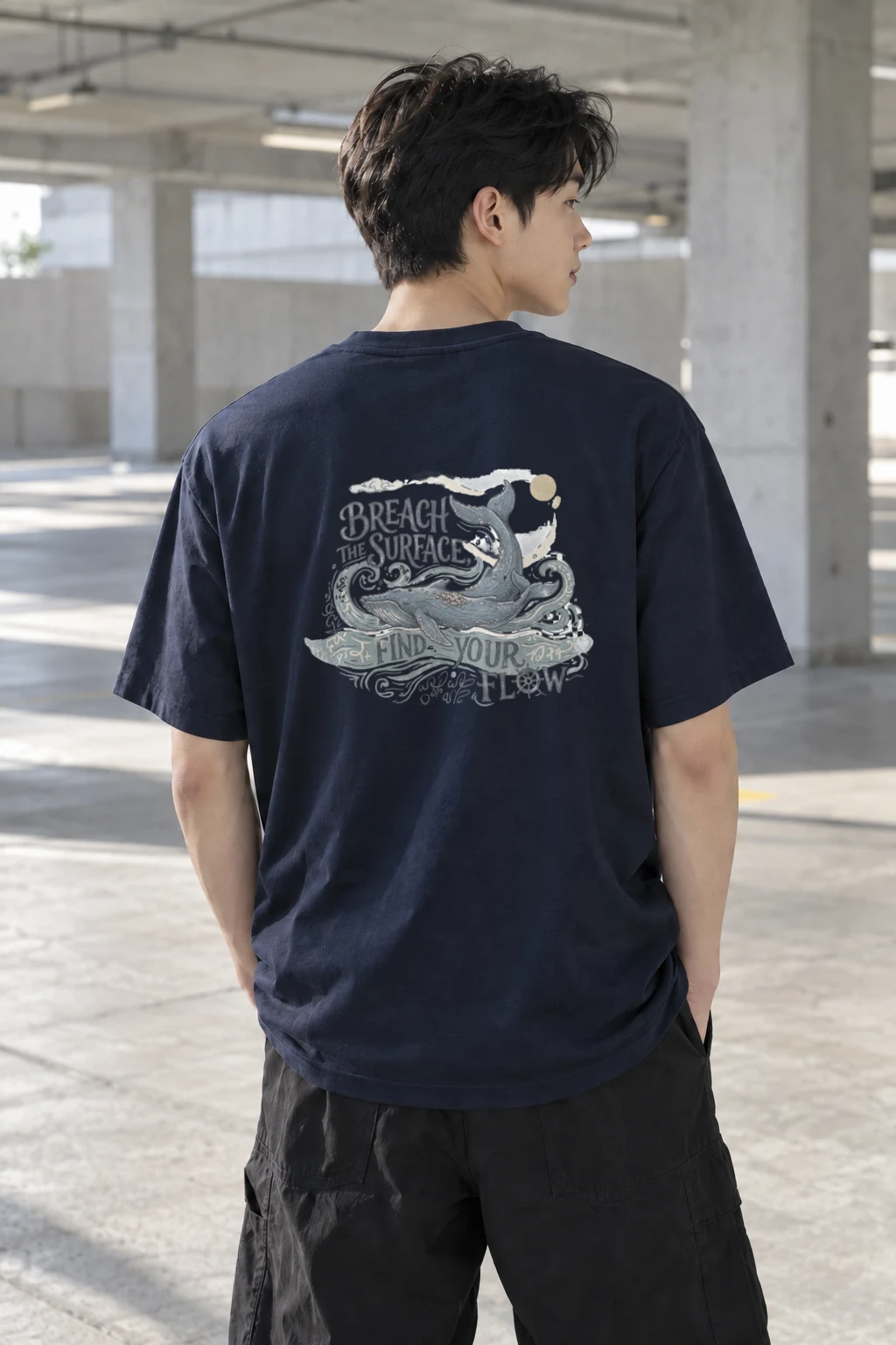 "Breach The Surface" Heavyweight Unisex Crewneck T-shirt | Gildan 5000