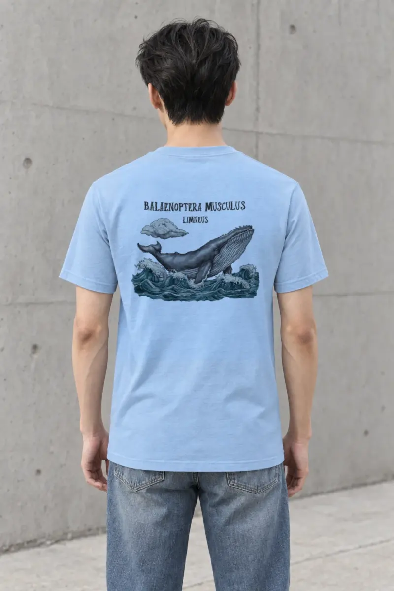 "Breaching Blue Whale" Heavyweight Unisex Crewneck T-shirt